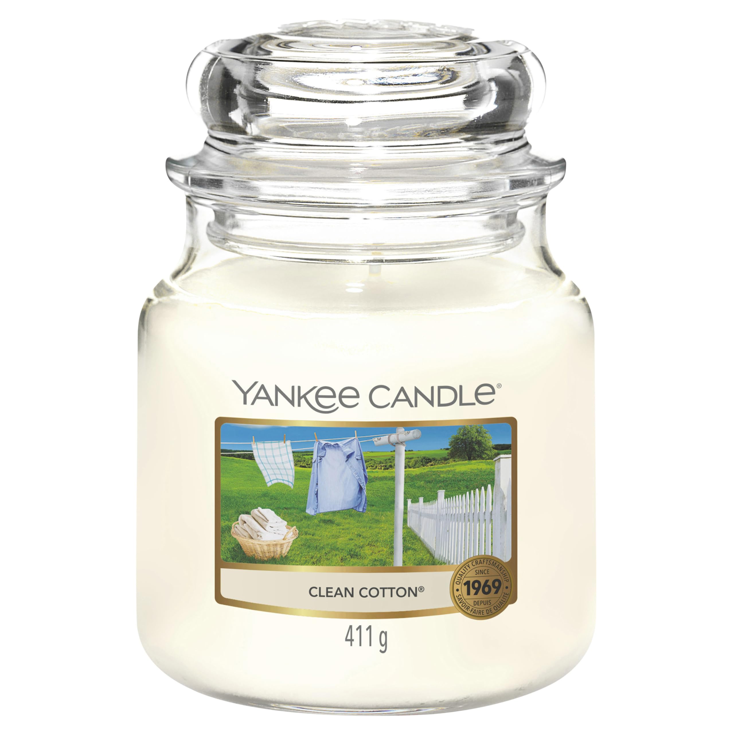 Yankee Candle Large Jar Scented Candle - Clean Cotton® Fragrance (YSSCC1) | Fresh & Crisp Home Decor for Living Room, Bedroom & Office