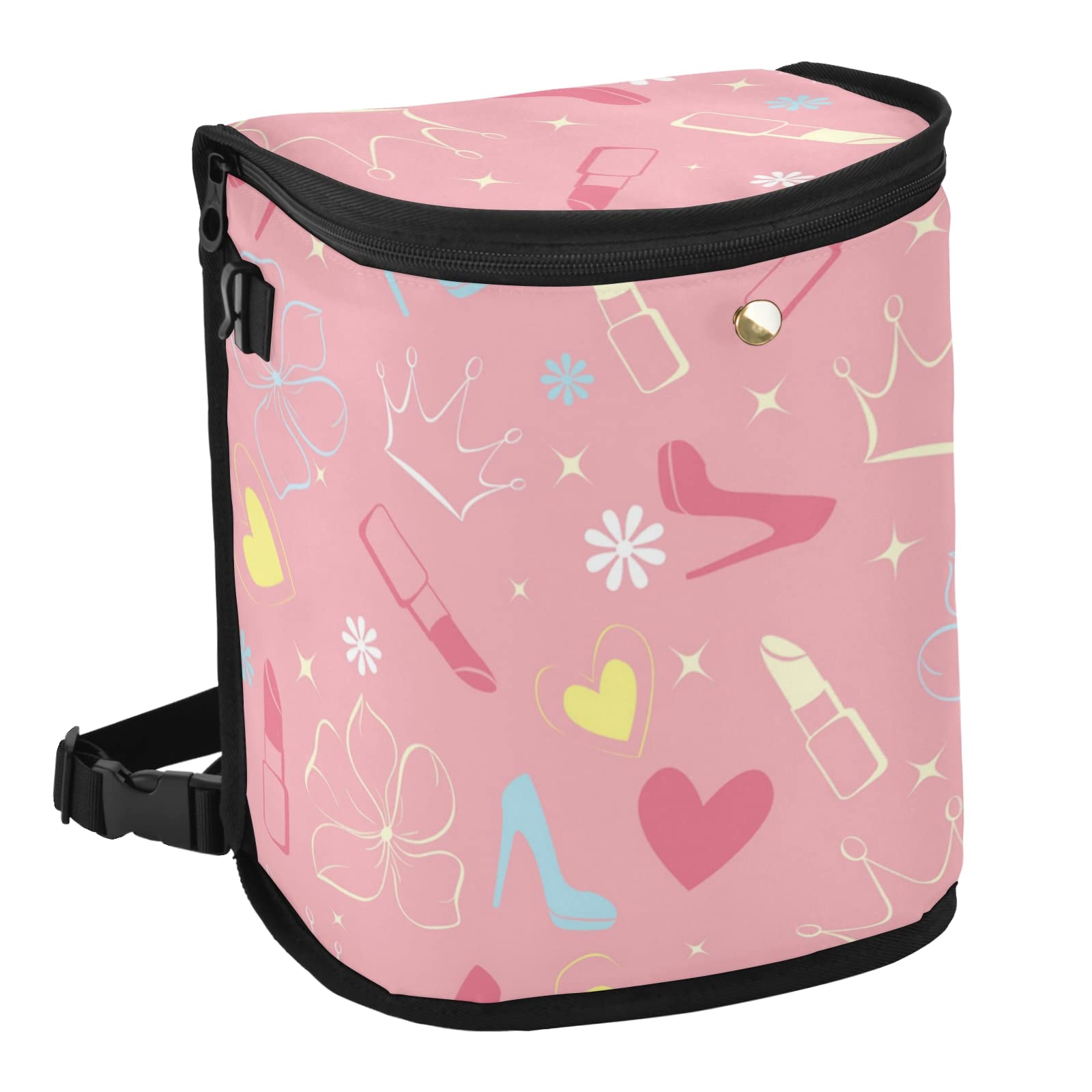 Spill-Proof Car Trash Can with Leakproof Lining | Hanging Auto Garbage Bag with Zipper Lid | Glamour Pink Car Organizer Storage Bag for Road Trips, Commuting & Family Travel (227rh6f)