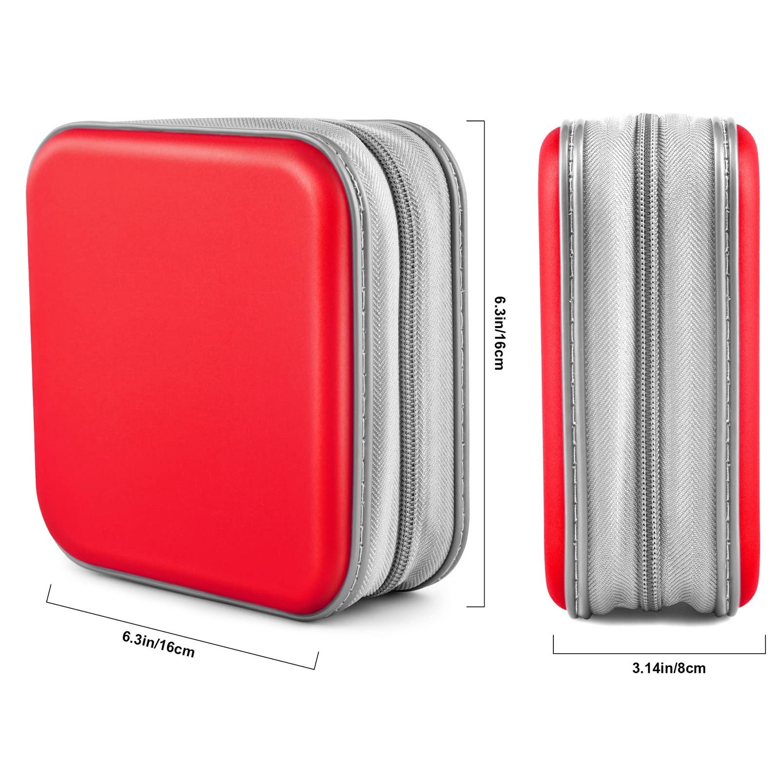 48 Capacity DVD Case Wallet Holder Binder - Compact CD/DVD Storage Organizer for Car, Home & Travel | Durable Red Leather Book-Style Case for Easy Media Organization & Protection