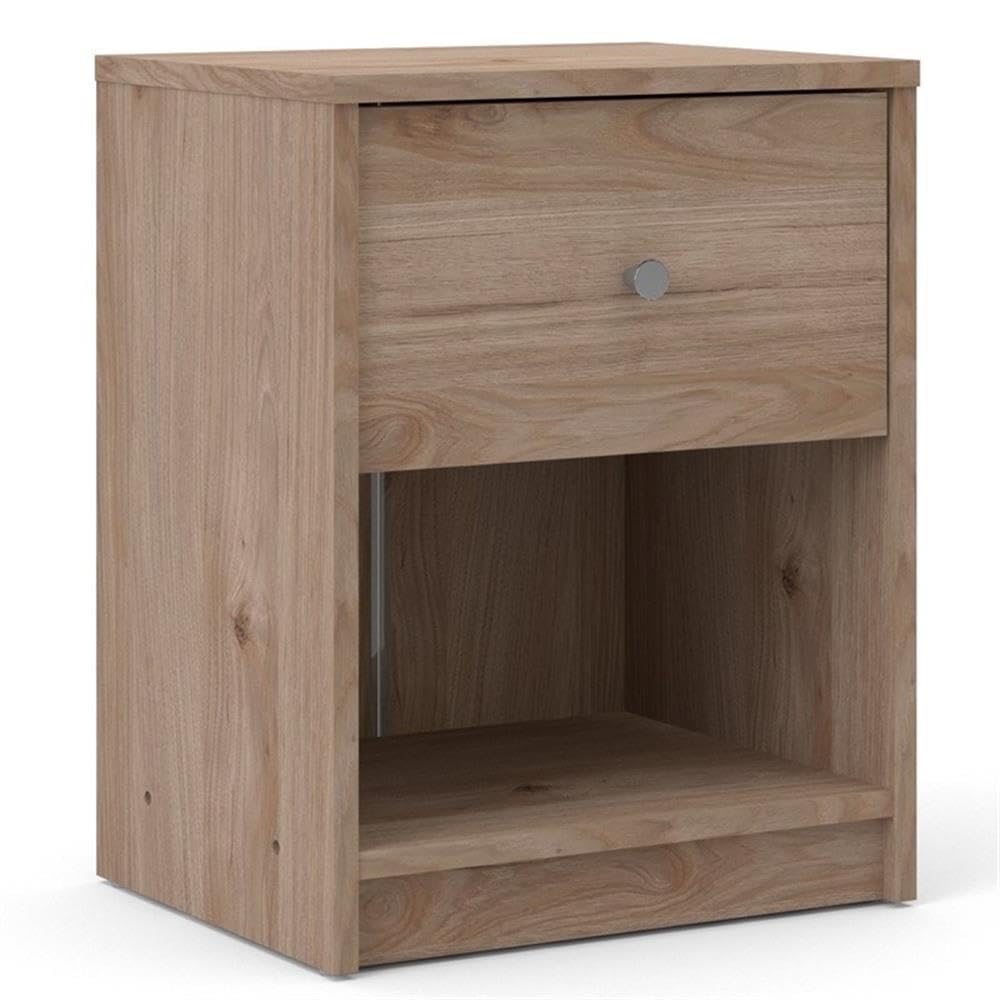 Home Square 2-Piece 1-Drawer Nightstand Set in Jackson Hickory - Modern Bedside Tables for Bedroom, Living Room & Guest Room