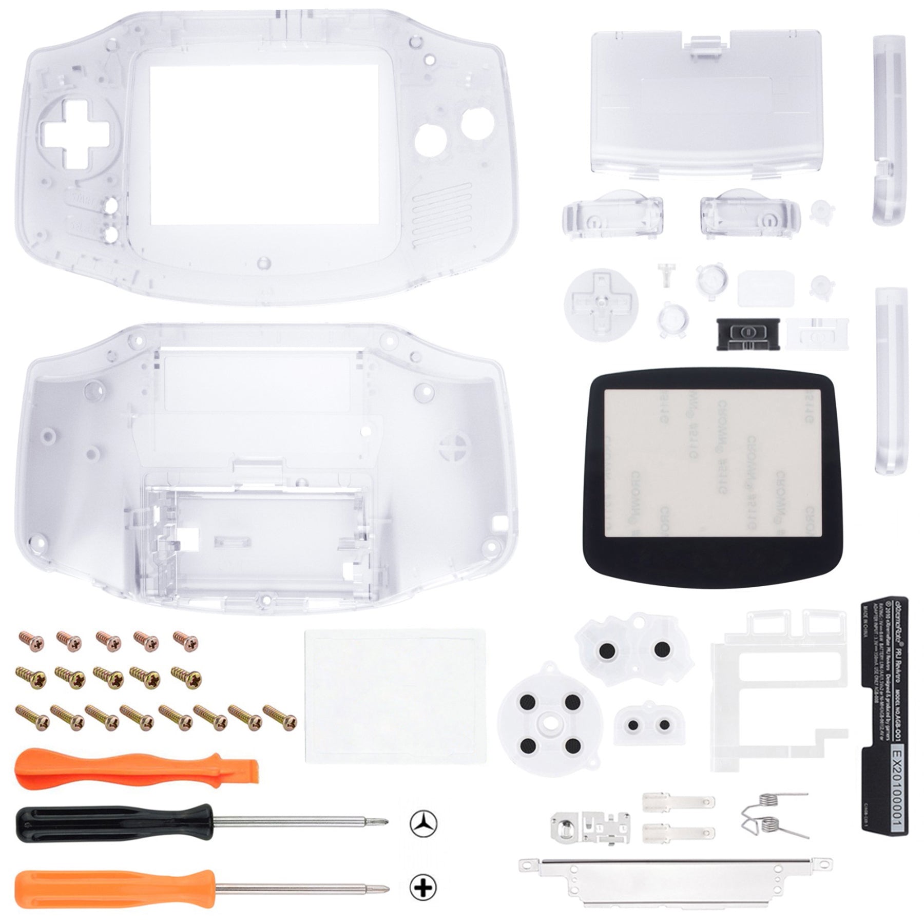 eXtremeRate IPS Ready Upgraded GBA Replacement Full Set Shells with Buttons for Gameboy Advance - Compatible with Both IPS & Standard LCD Screens (Clear) - Perfect for DIY Console Modding & Retro Gaming Enthusiasts