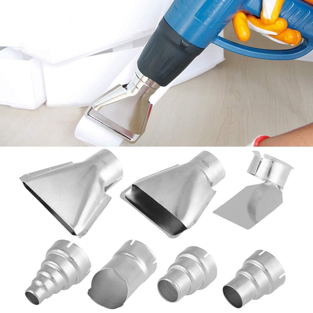 7Pcs 35mm Stainless Steel Heat Gun Nozzle Kit - Professional Hot Air Gun Attachments for Soldering, Shrinking & Crafting - Perfect for DIY, Electronics Repair & Home Improvement Projects