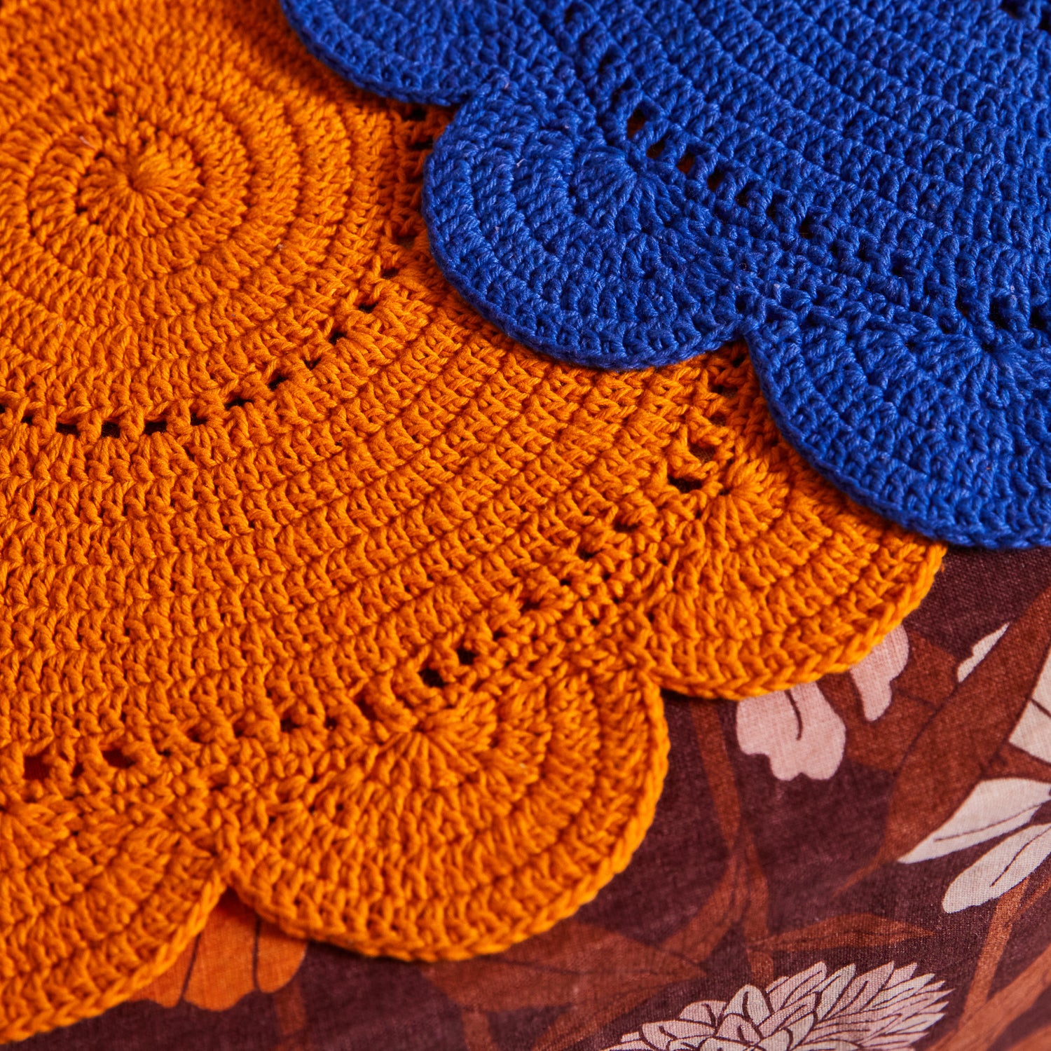 Chumo Crochet Placemat Set - Lapis Blue Handmade Cotton Table Mats for Dining & Kitchen Decor - Perfect for Holiday Dinners, Brunch, and Home Styling