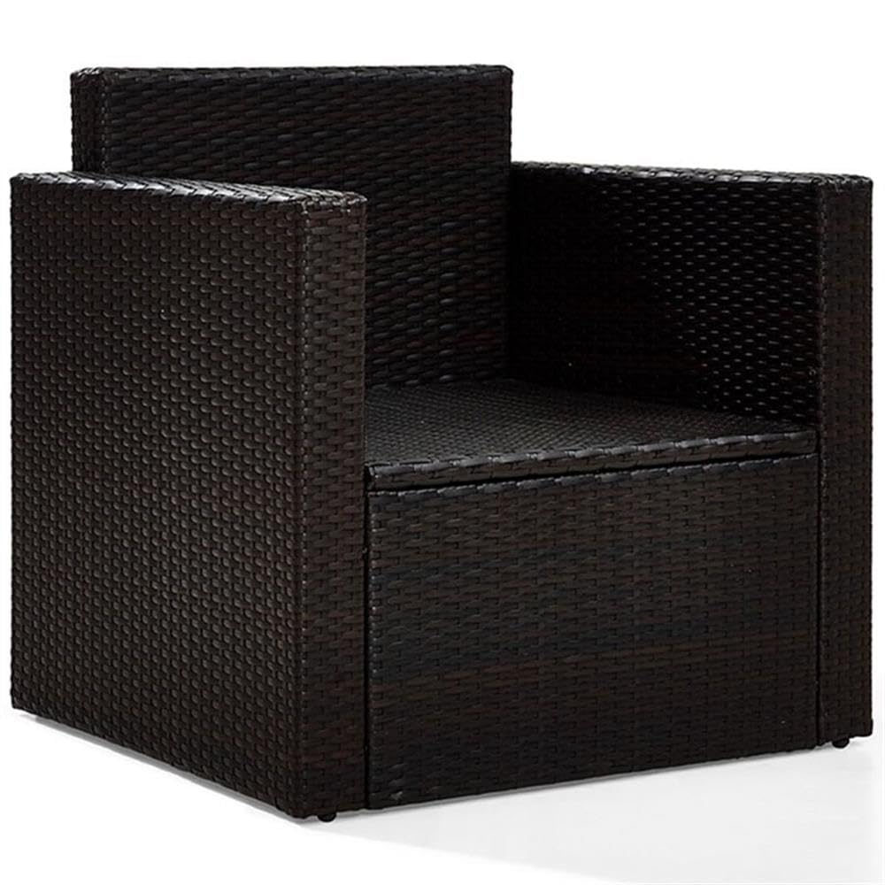 Pemberly Row Wicker Patio Arm Chair with Gray Cushions - Outdoor Lounge Chair for Garden, Poolside & Backyard Relaxation