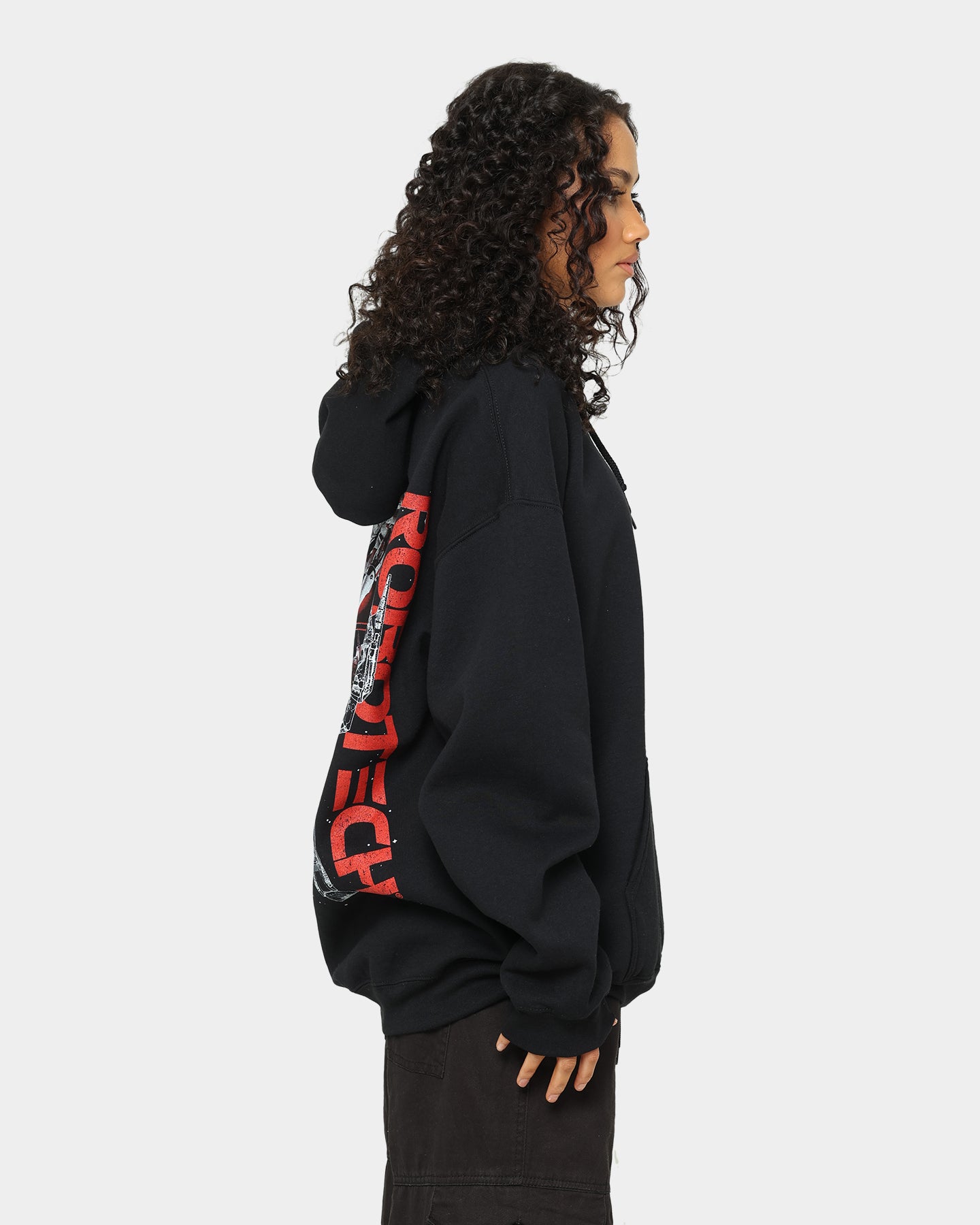 American Thrift X Robotech VF1J Black Hoodie - Stylish Anime-Inspired Pullover for Cosplay, Casual Wear & Fan Conventions