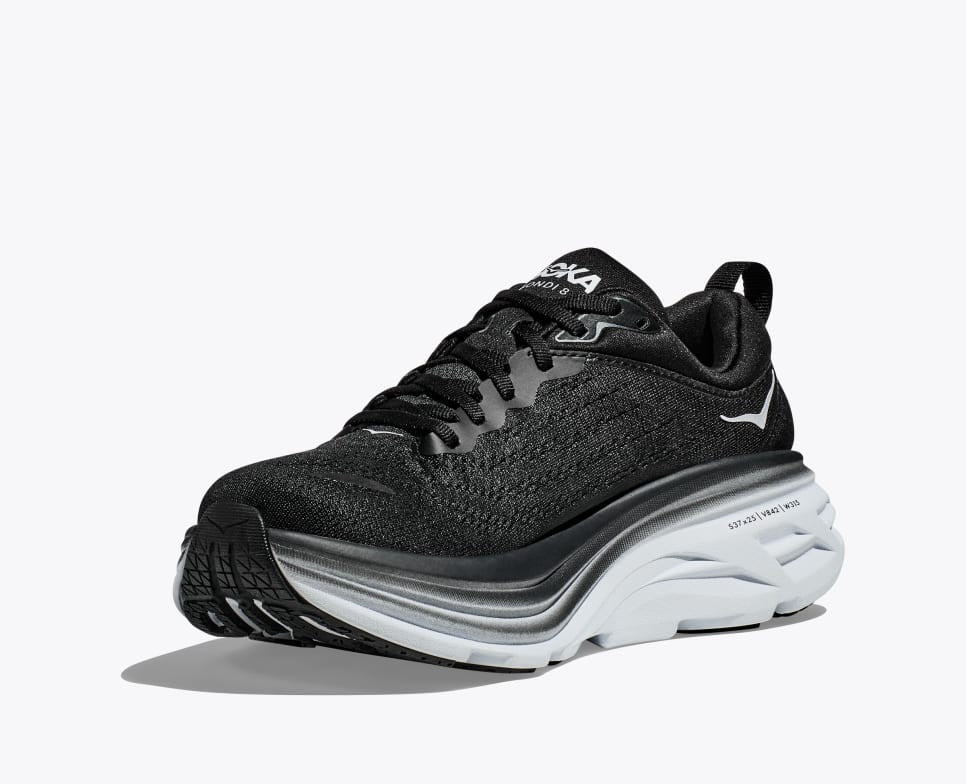 HOKA Men's Bondi 8 Wide Running Shoes - Black/White | Cushioned Road Running & Walking Sneakers for Men | Perfect for Marathon Training, Jogging & Daily Comfort