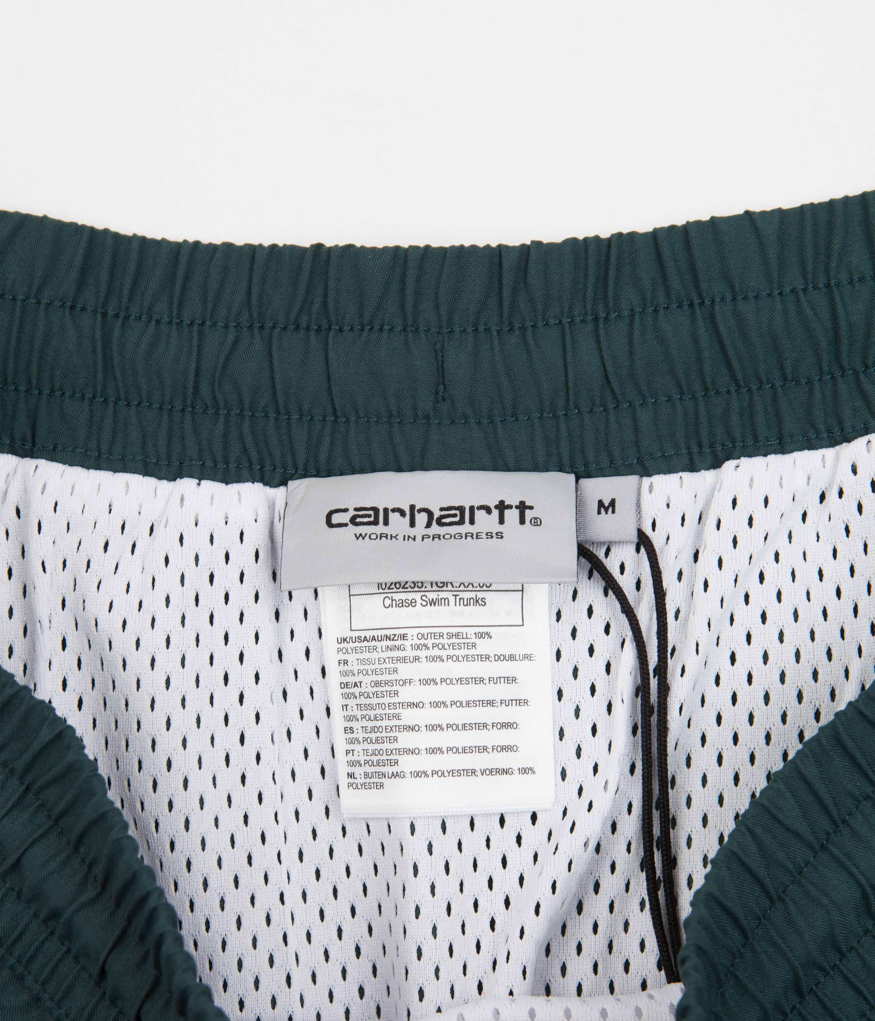 Carhartt Chase Swim Trunks for Men - Quick-Dry Botanic Gold Print Swim Shorts - Perfect for Beach, Pool & Summer Water Activities