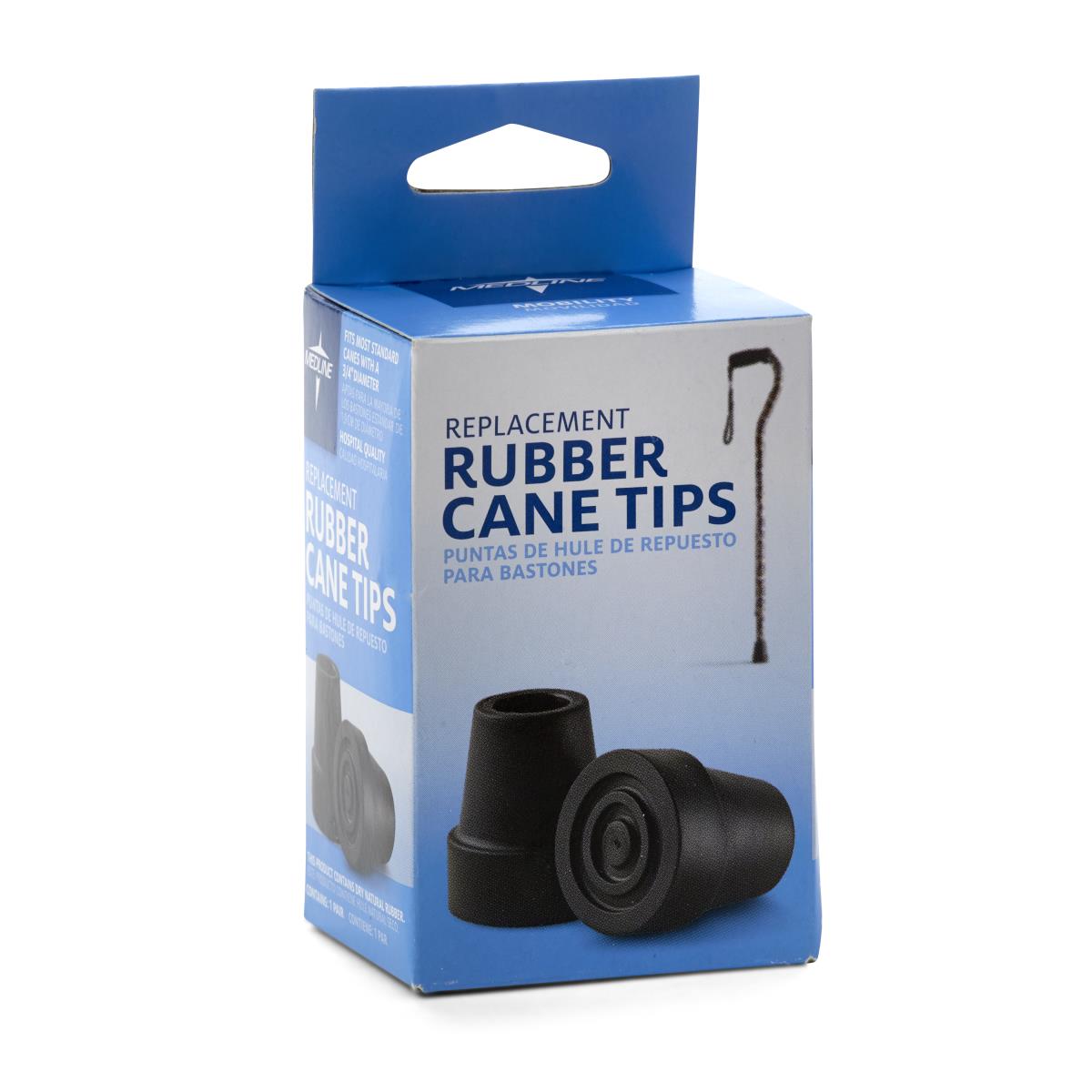 3/4 Inch Black Cane Replacement Tips - Durable Rubber Tips for Walking Canes & Crutches - Perfect for Stability & Floor Protection