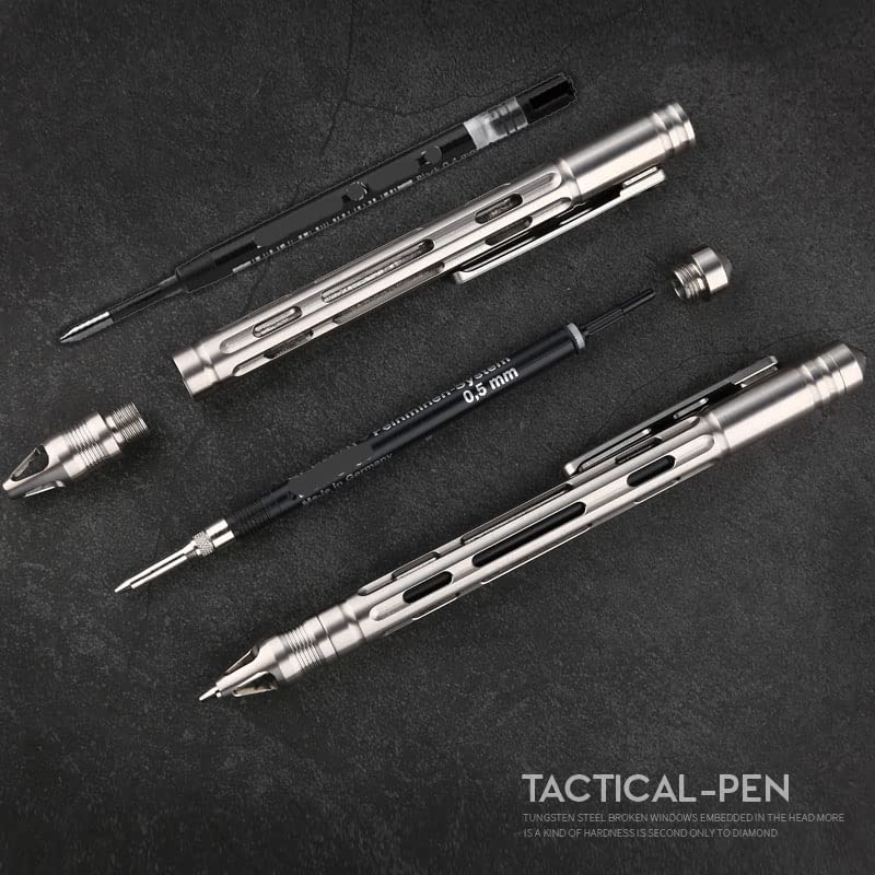 Premium Titanium Alloy EDC Pen & Pencil Set - Automatic Dual Function Writing Tool for Outdoor Camping, Survival Gear, Tactical Use & Everyday Carry Pocket Tool - Perfect for Hiking, Travel, Office & Emergency Situations
