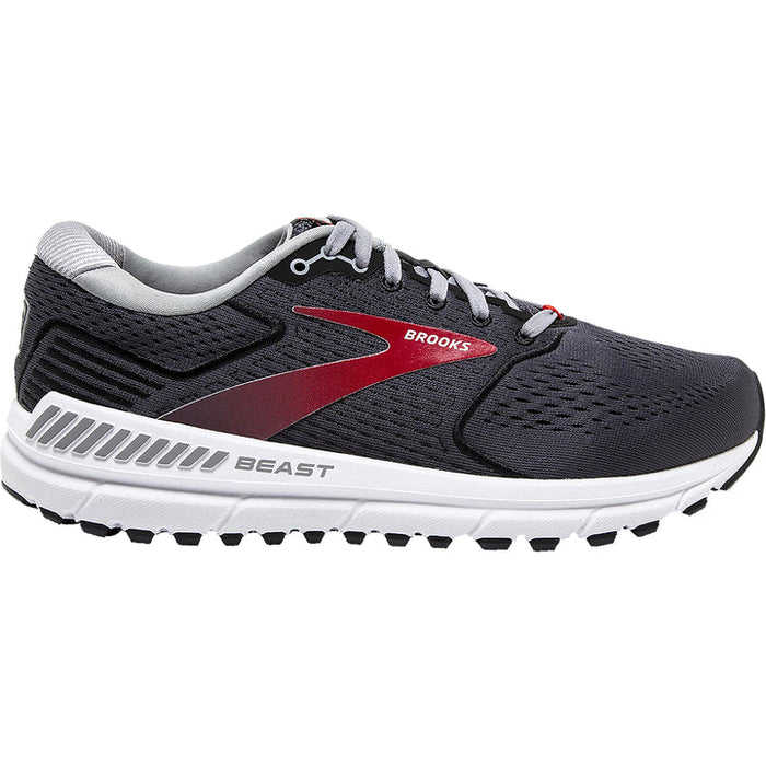 Brooks Beast '20 Men's Running Shoes - Blackened Pearl/Black/Red - Size 8 2E Wide - Cushioned Support for Overpronation - Perfect for Jogging, Gym Workouts & Daily Walking