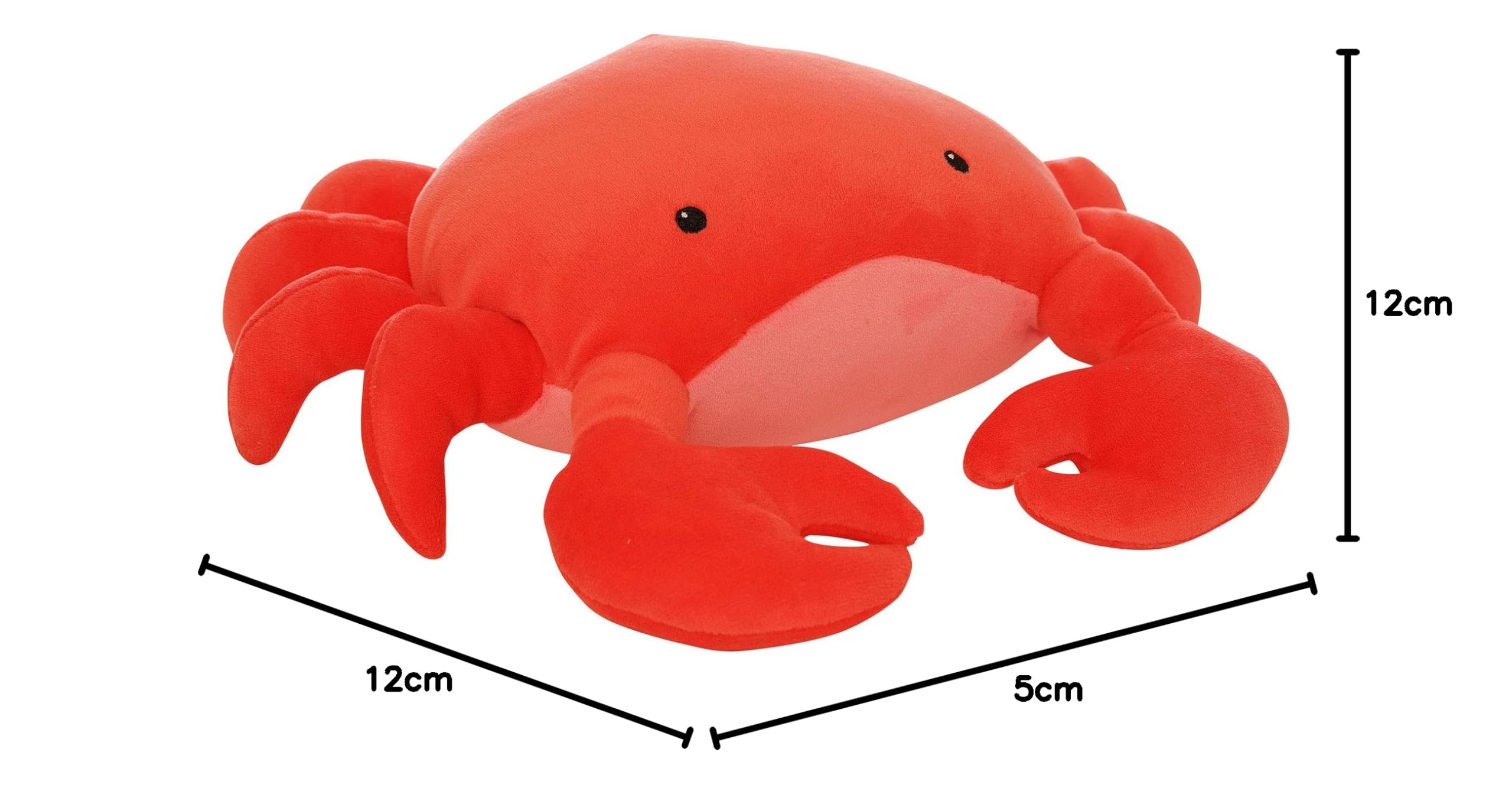 Crabby Abby Velveteen Stuffed Animal - Soft Plush Crab Toy, 12 Inches, Perfect for Kids' Bedtime, Nursery Decor & Ocean-Themed Gifts