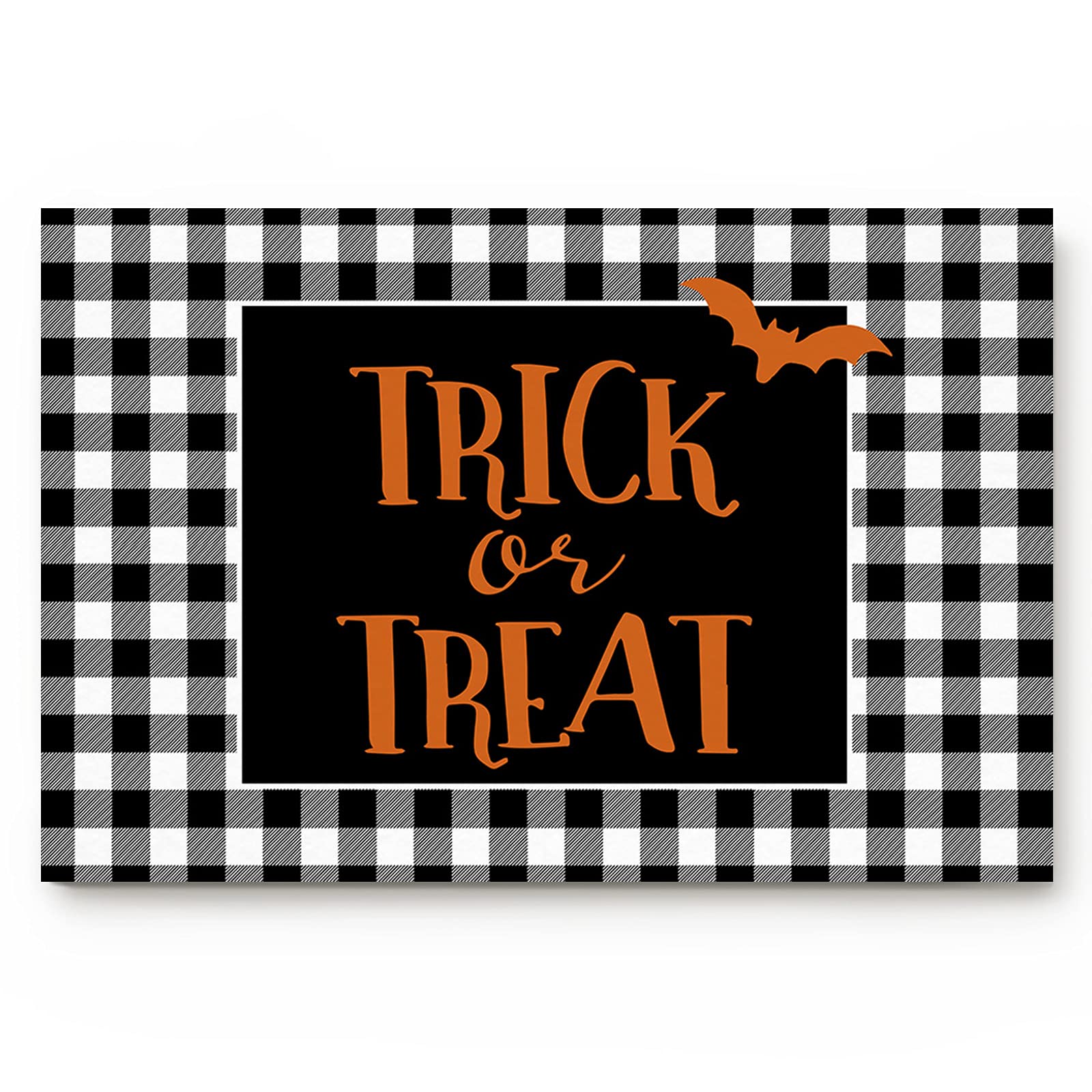 Non-Slip Halloween Bat Plaid Door Mat 18