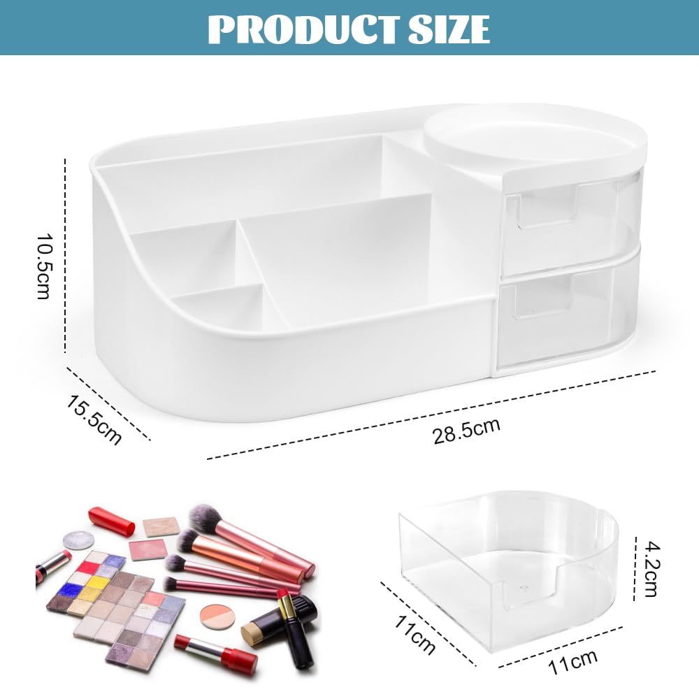 REFORUNG Large Makeup Organizer with Drawers - Cosmetic Storage Box for Dressing Table, Nail Polish & Lipstick Organizer - White | Perfect for Vanity, Bathroom & Travel Beauty Organization