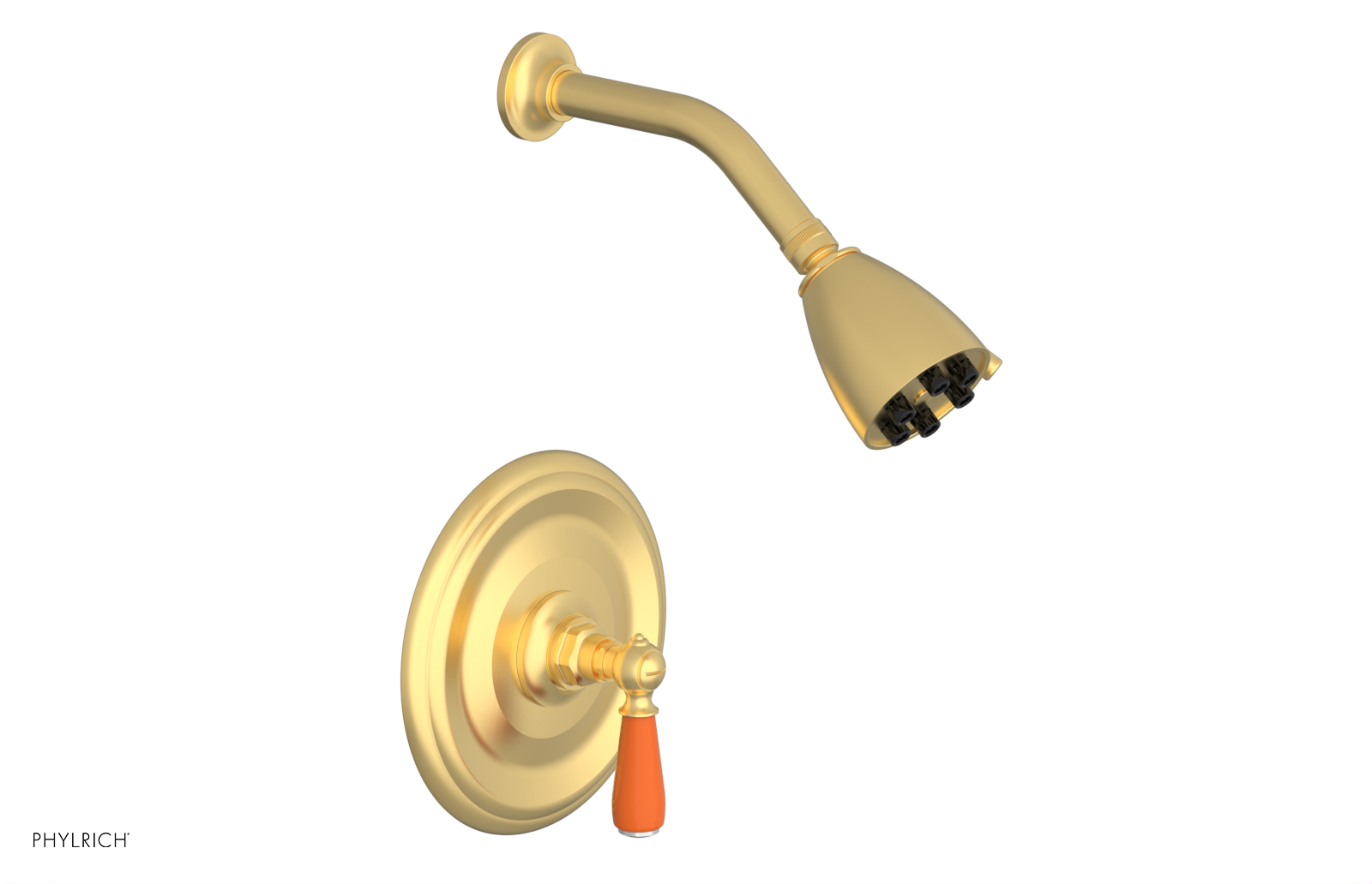 Jamestown Pressure Balance Shower Set with Lever Handle & Orange Accents - 165 22 - Perfect for Modern Bathrooms & Spa-Like Showers