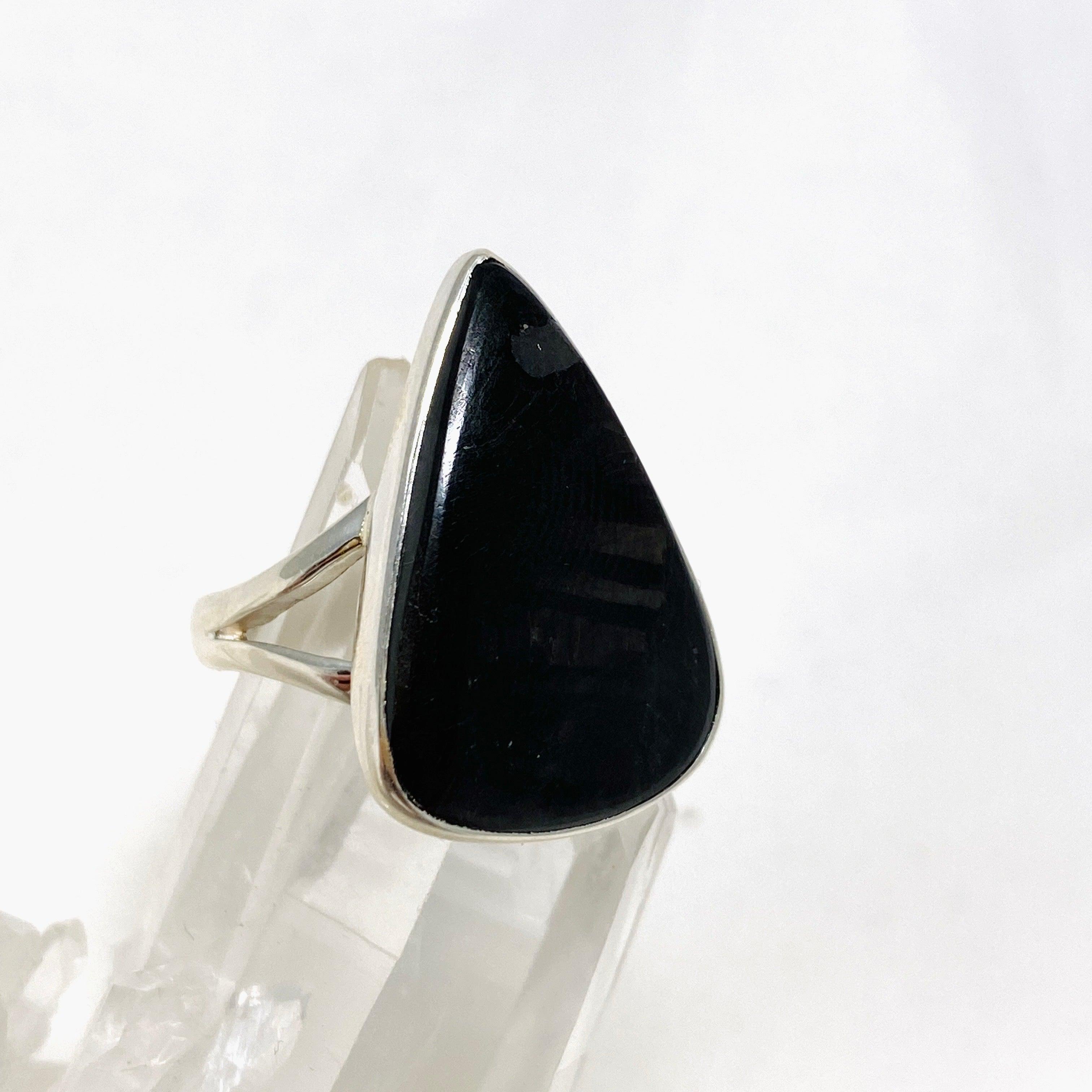 Hypersthene Teardrop Split Band Ring - Size 8 - KRGJ3150 - Elegant Jewelry for Women, Perfect for Weddings, Parties & Everyday Wear