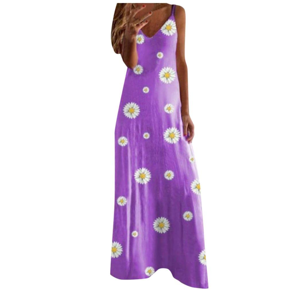 Women's Summer Casual Bohemian Halter Neck Beach Maxi Dress - Sleeveless Vintage Floral Midi Dress for Vacation, Pool Party & Outdoor Events