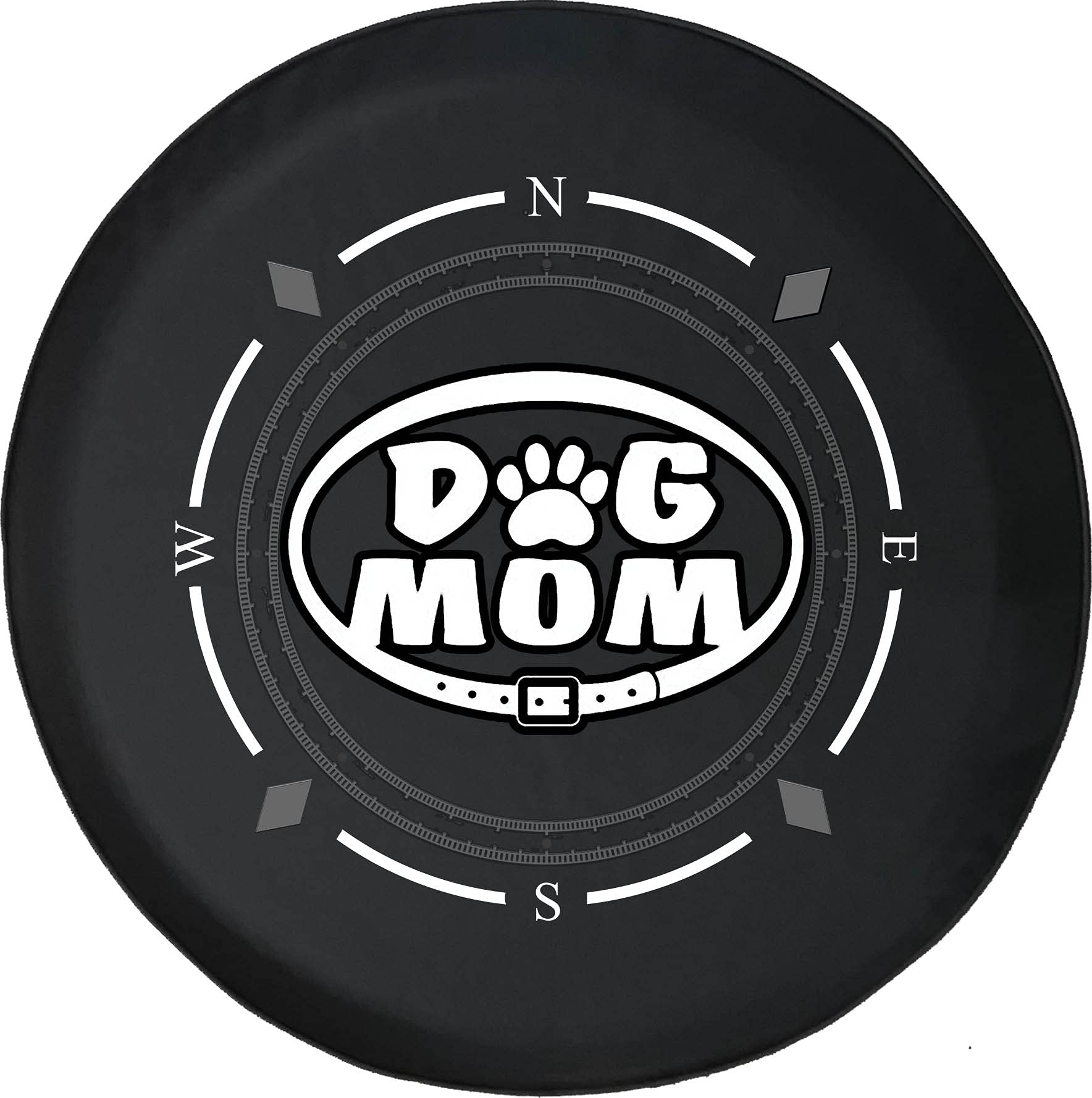 American Unlimited Spare Tire Cover with Compass & Dog Mom Paw Print - Universal Fit for SUV, Trailer, RV & Most Vehicles - Perfect for Road Trips & Outdoor Adventures