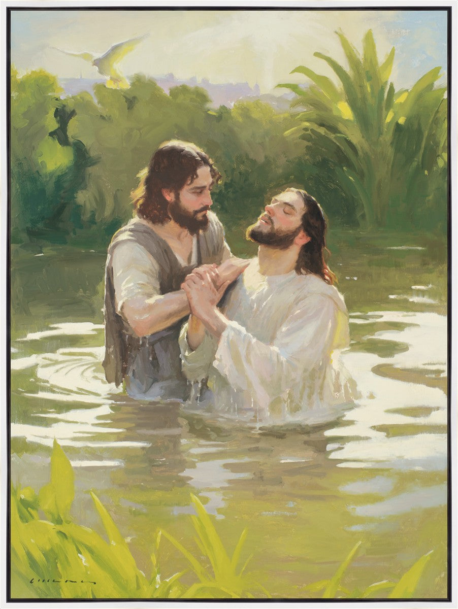 Baptism of The Savior Large Wall Art Gallery Wrap - Religious Home Decor for Church, Living Room & Office - Canvas Print for Christian Faith & Spiritual Inspiration