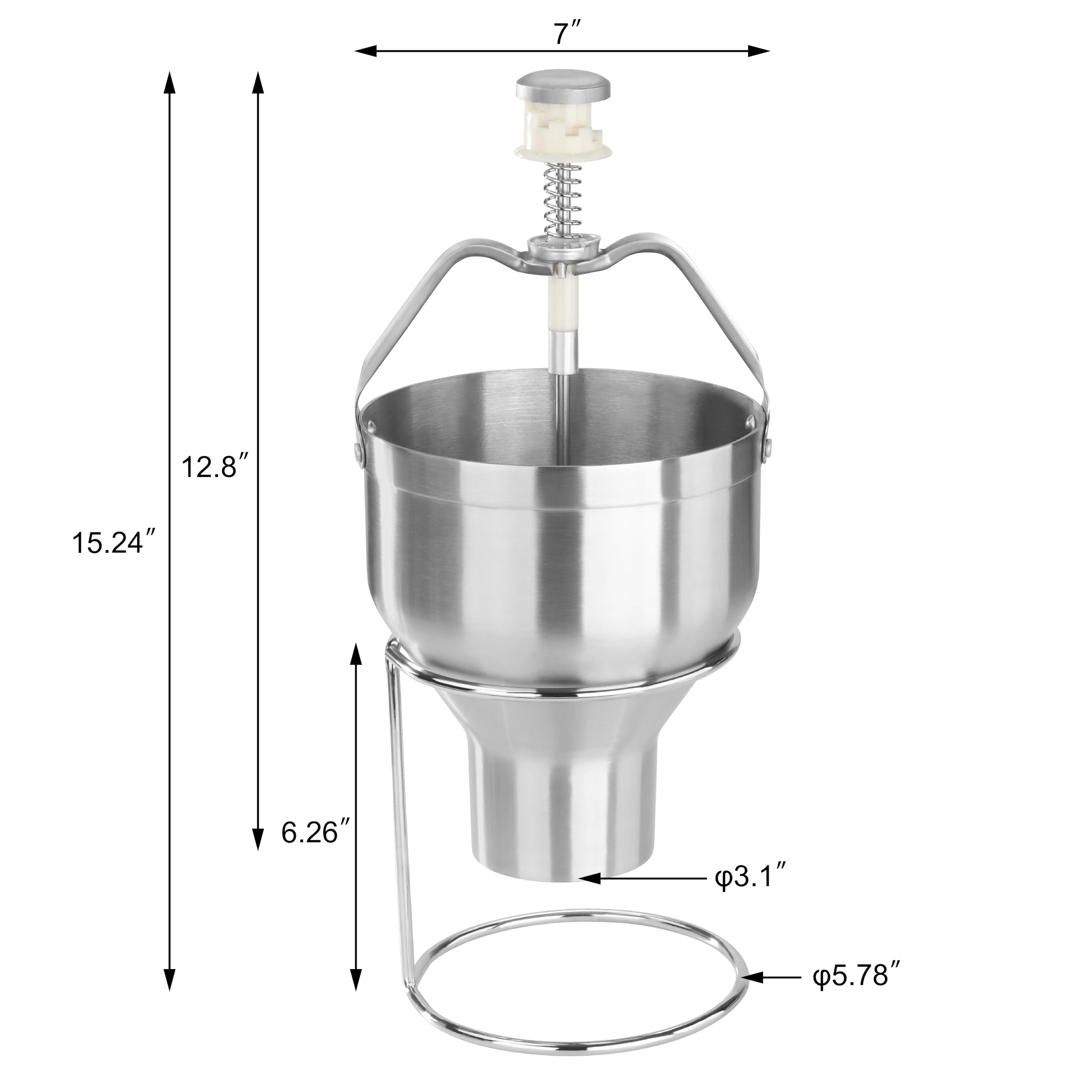 Commercial Grade 18/8 Stainless Steel Pancake Dispenser with Stand - New Star Foodservice 37470 - Perfect for Restaurants, Diners & Breakfast Catering (Silver)