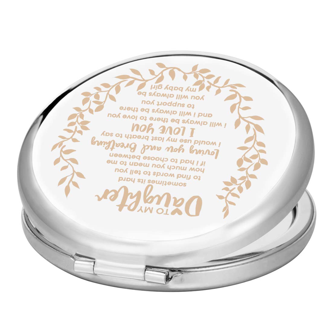 Personalized Engraved Compact Mirror for Daughter - Inspirational Quotes Gift from Mom, Perfect for Christmas, Birthday, Graduation, or Everyday Encouragement