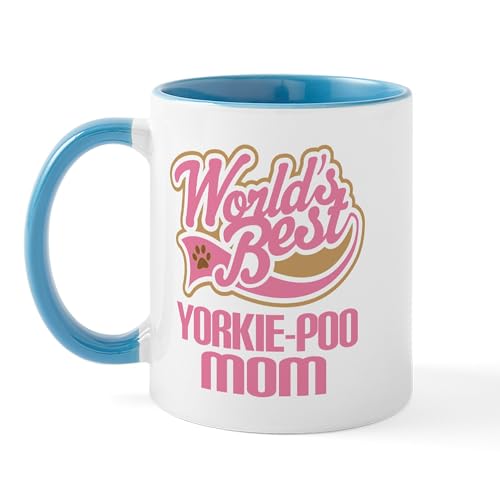 White/Blue Inside - Yorkie Poo Dog Mom Mug