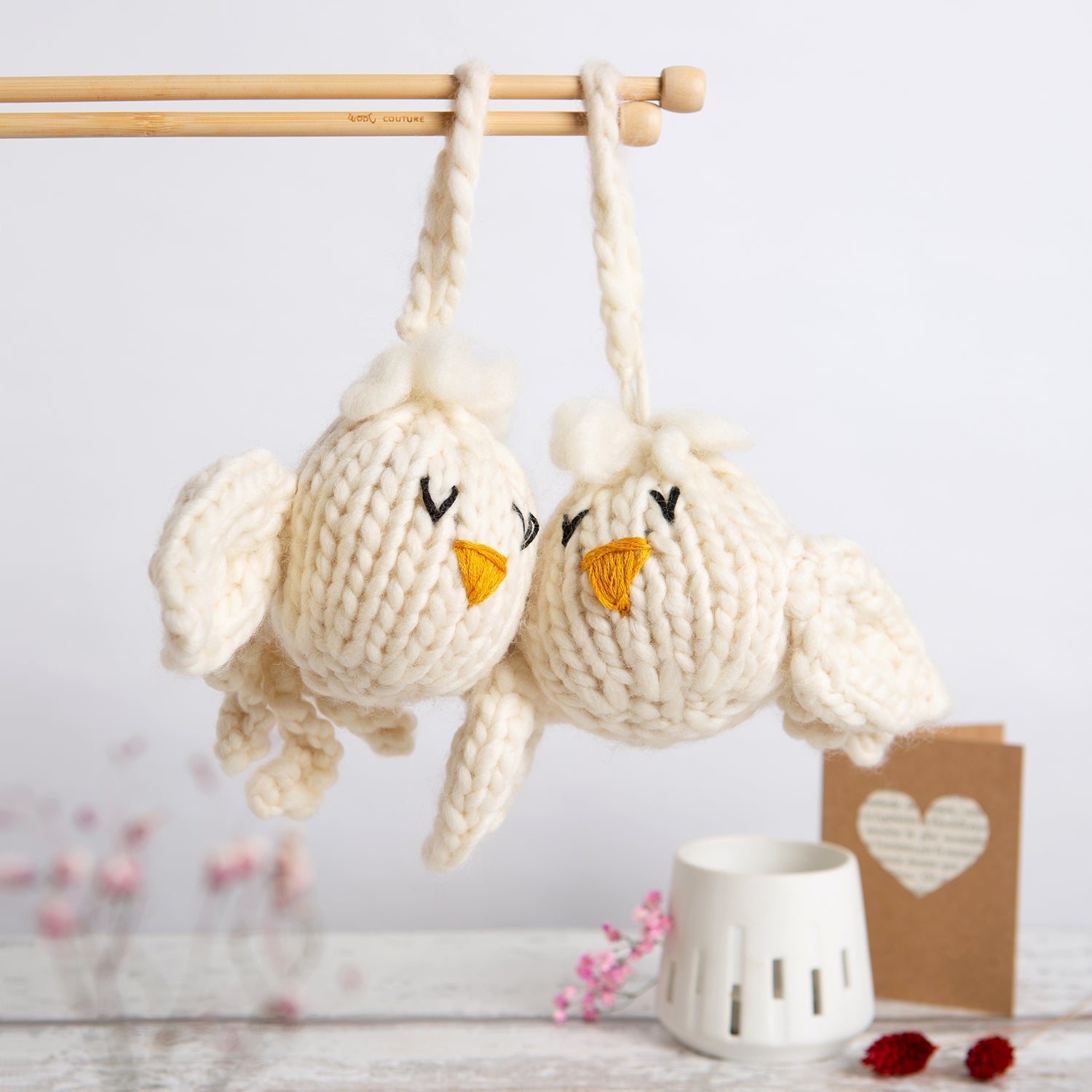 Two Little Doves Knitting Kit - Valentine's Day DIY Craft Gift for Beginners, Couples & Knitting Lovers | Perfect for Romantic Gifts, Anniversary Presents & Handmade Projects