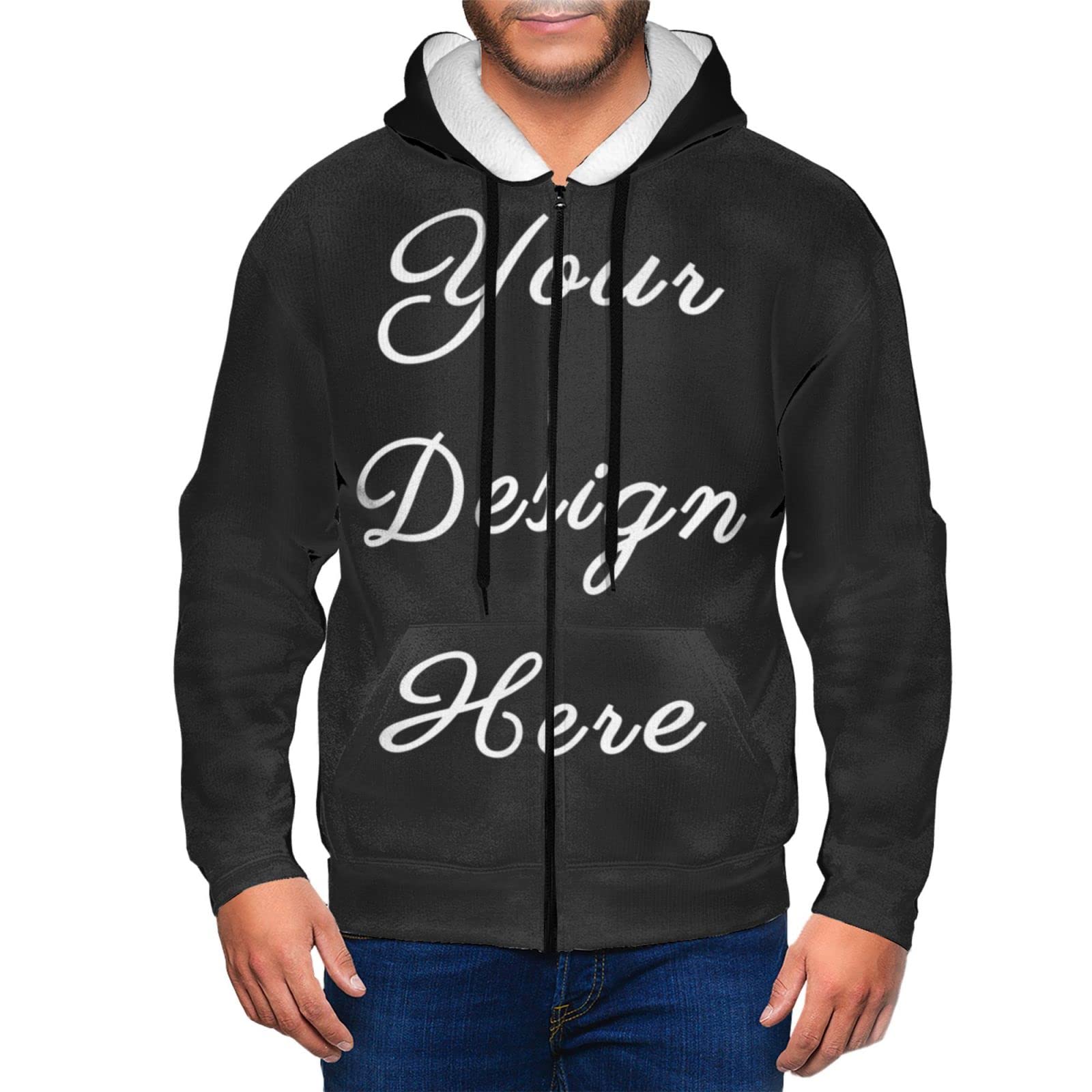 Custom Personalized Zipper Hoodie for Men - Add Your Text & Full Print Design | Gym, Casual Wear & Street Style Fashion