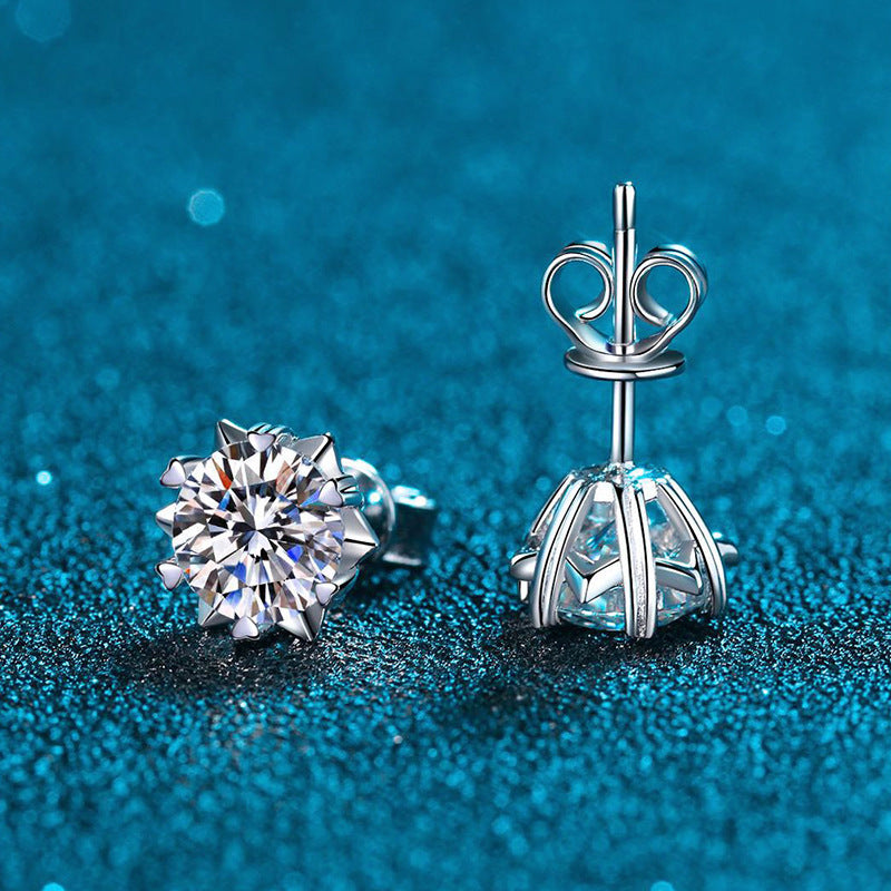 925 Sterling Silver Moissanite Snowflake Stud Earrings for Women - Hypoallergenic & Durable - Perfect for Christmas, Winter, and Holiday Gifts