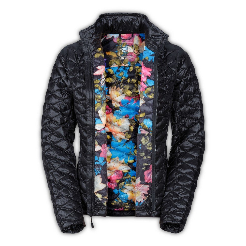 The North Face Women's ThermoBall Full Zip Jacket - Black Floral Print, XS | Lightweight Water-Resistant Winter Jacket for Hiking, Camping & Outdoor Activities