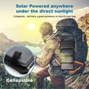 20000mAh Solar Power Bank with 4 Solar Panels - Dual USB C Fast Charging (3A Output), Waterproof Portable Charger with Flashlight - Perfect for Outdoor Camping, Hiking, Emergency & Travel - Compatible with Phones, Tablets & Small Devices (Orange)