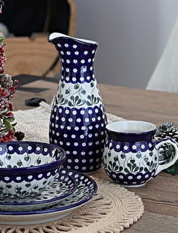 Handmade Blue Rose Polish Pottery Alyce Bubble Mug - Traditional Ceramic Coffee Cup for Tea & Hot Drinks - Perfect Gift for Home, Office & Cafe Use