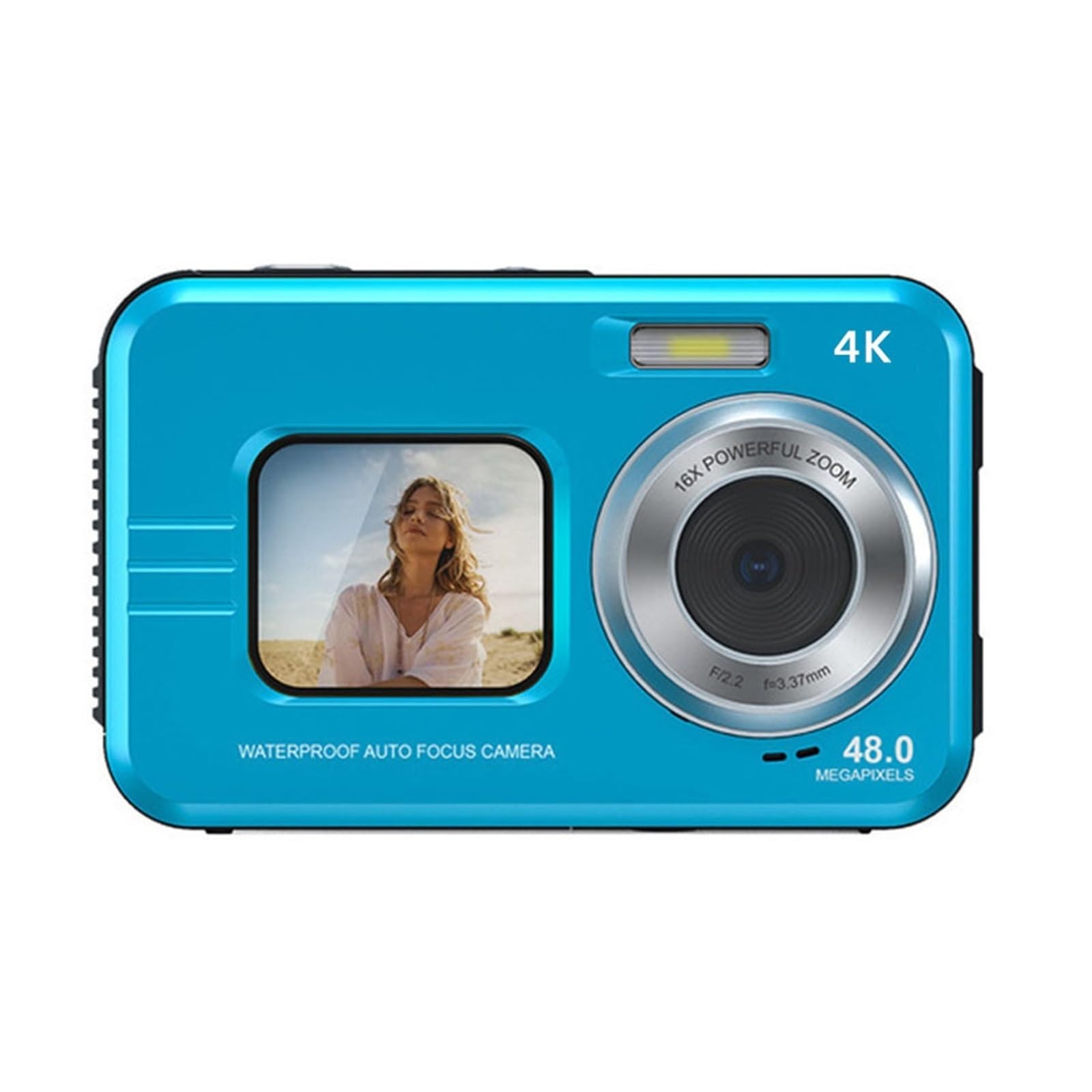 MZZYG 4K Action Camera with Dual Screens, Waterproof Sports Camera, Anti-Shake HD Video for Driving, Cycling, Vlogging & Outdoor Adventures (Blue, Camera Only)