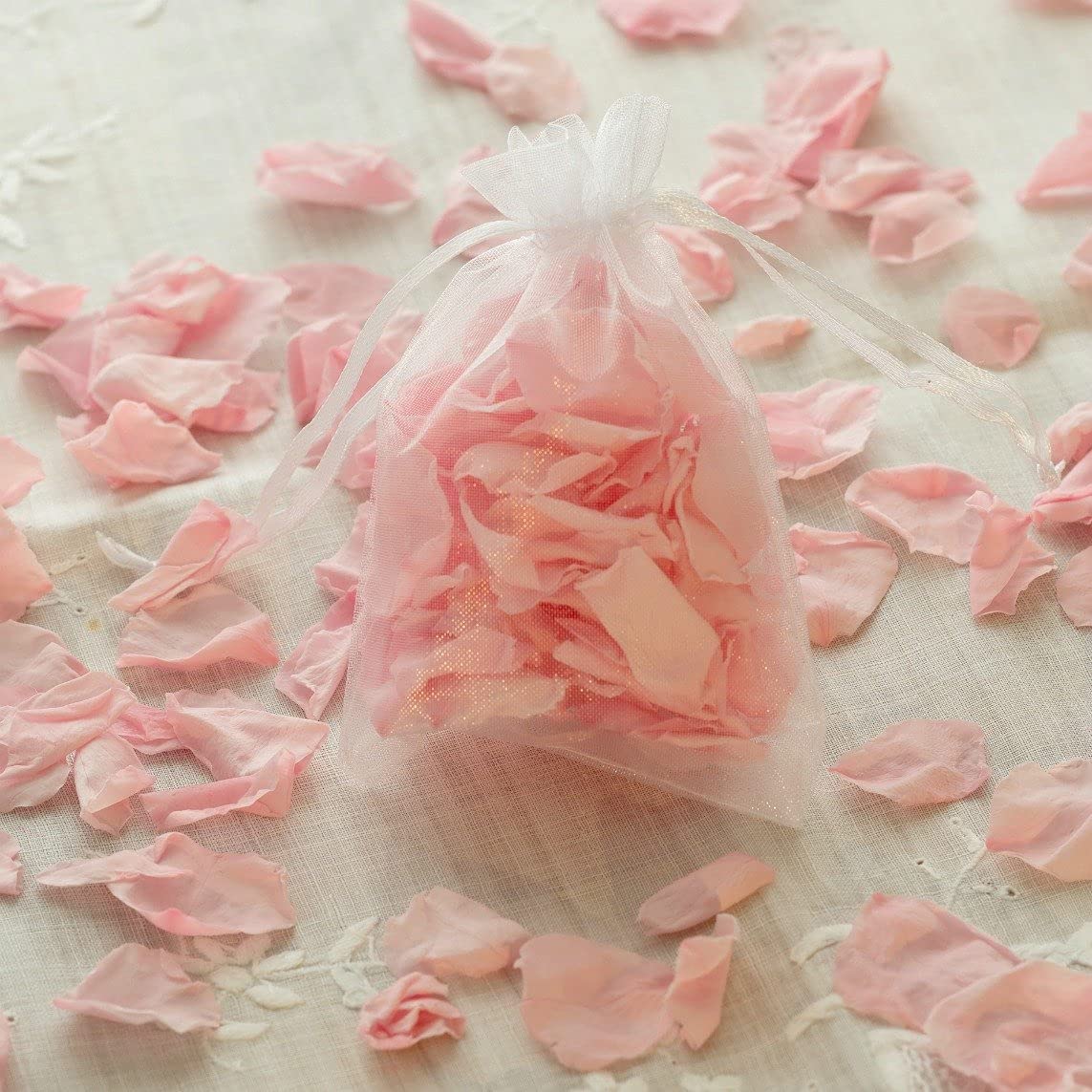 50 Pcs 5x7 Inch Blush Organza Drawstring Bags - Wedding Favors, Jewelry Pouches, Candy Gift Bags for Bridal Showers, Baby Showers & Party Decorations