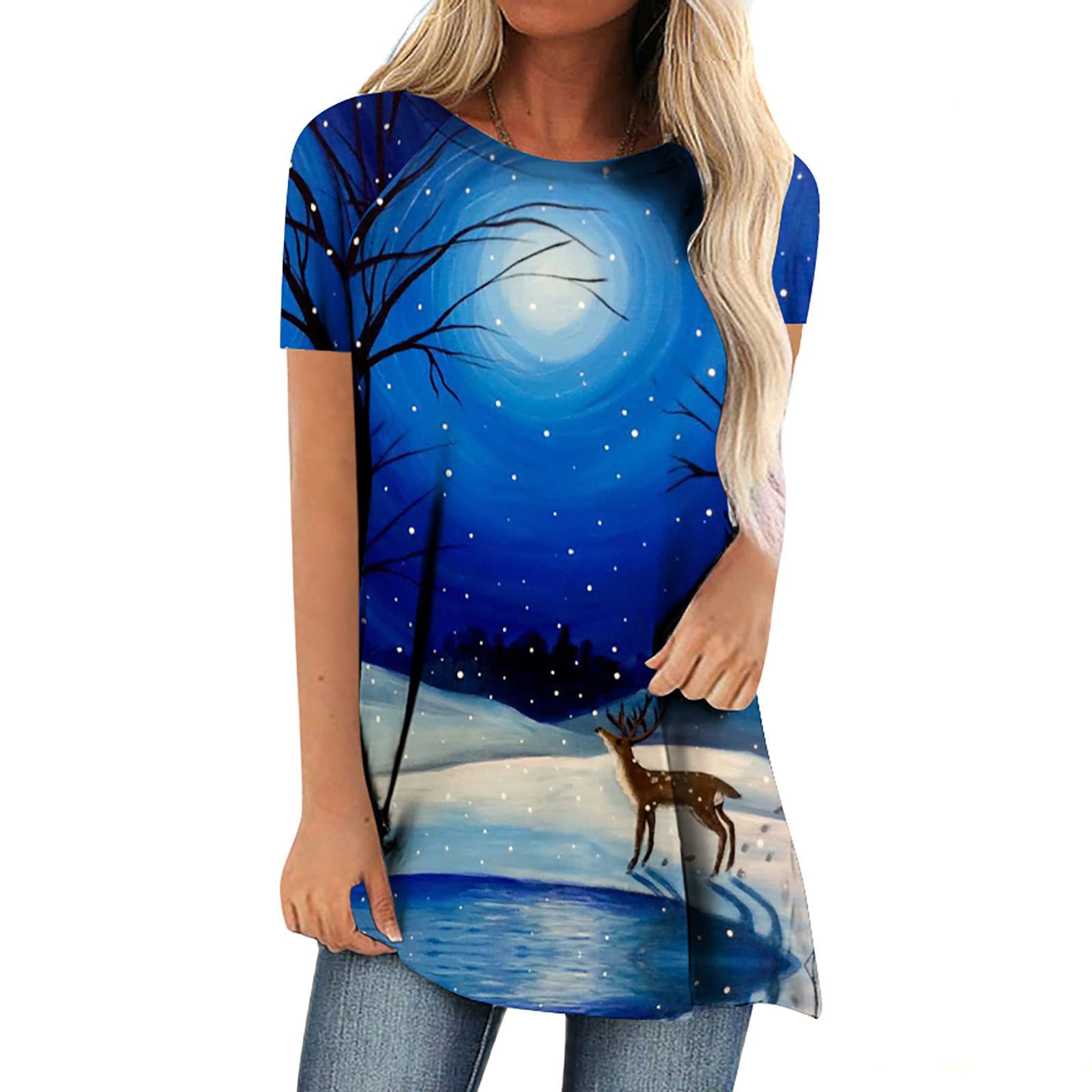 Women's Vintage Print Workout T-Shirts - Summer Crewneck Short Sleeve Casual Blouse Tops for Gym, Running & Everyday Wear