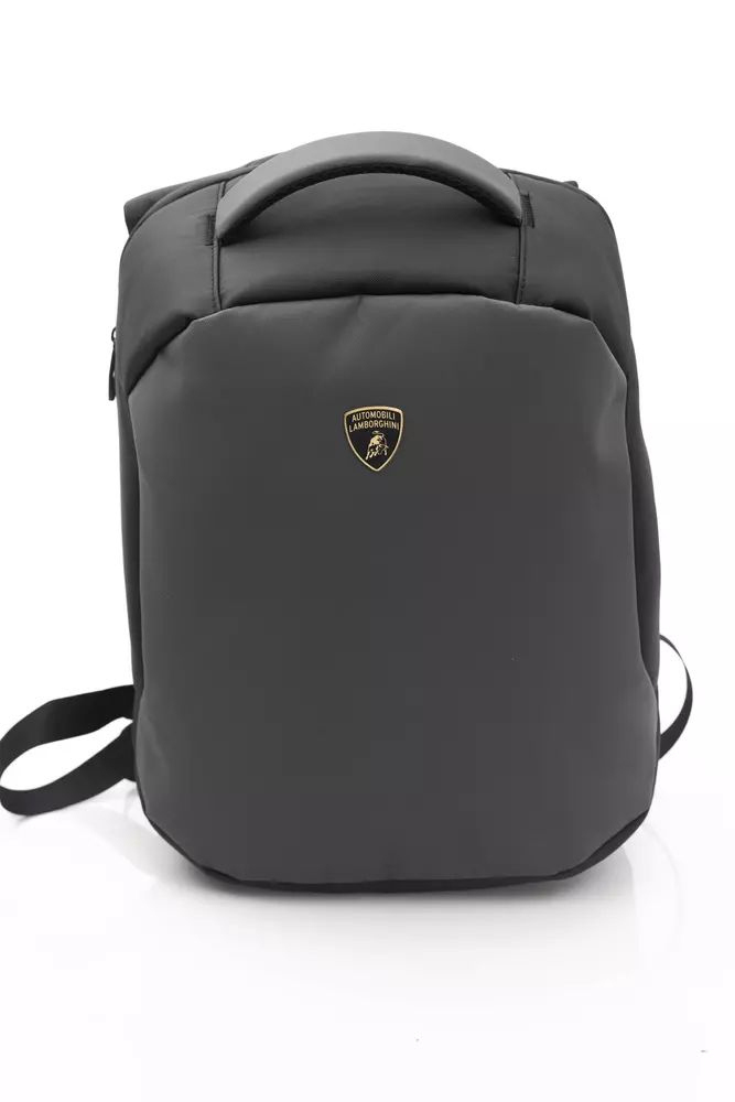 Lamborghini Gray Nylon Backpack with Zipper Closure - Stylish Travel & School Laptop Bag for Men & Women