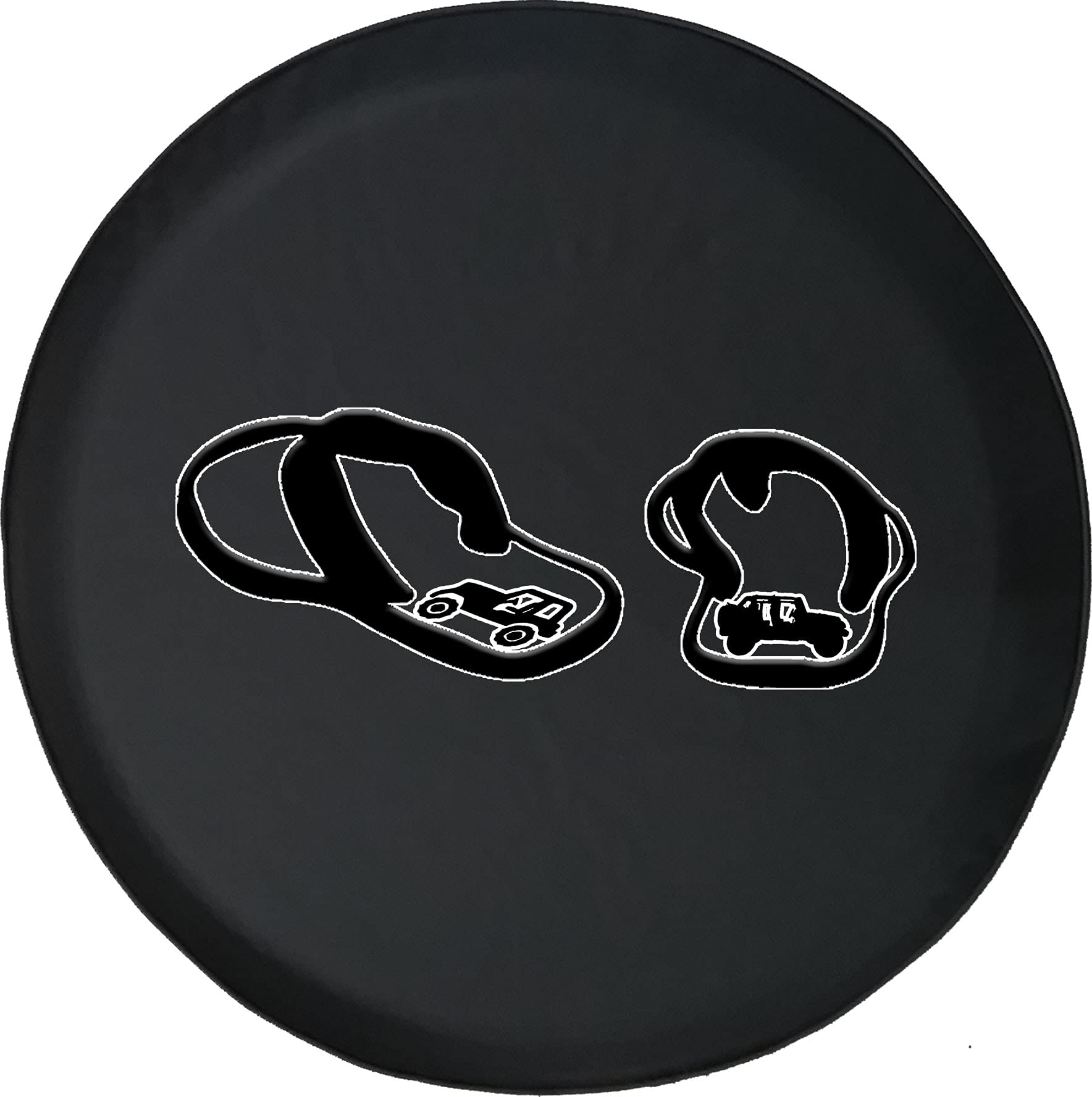 30 Inch RV Tire Cover - Black Summer Flip Flops Design for Trailers, Trucks, SUVs & Campers | Durable Tire Accessories for Outdoor Camping & Road Trips