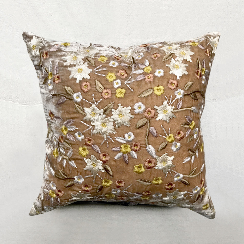 Luxury Czarina Silk Velvet Throw Pillow Cover - Soft Taupe Decorative Cushion for Sofa, Bed, Living Room & Home Decor