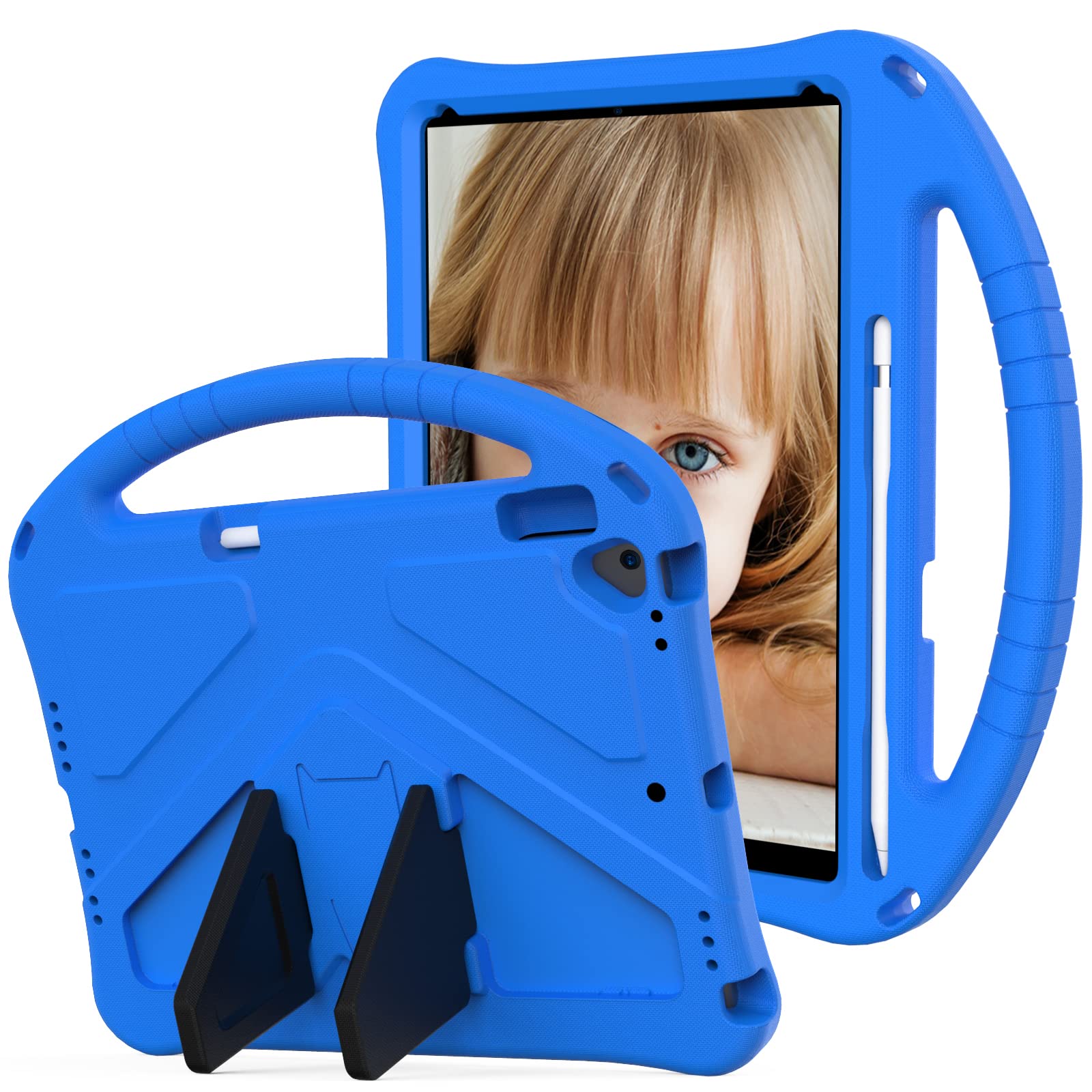 Shockproof Kids iPad Case for iPad 10.2 9th/8th/7th Gen - Durable EVA Handle Stand with Pencil Holder, Protective Full Cover for Boys & Girls (Blue) | Perfect for School, Travel & Playtime