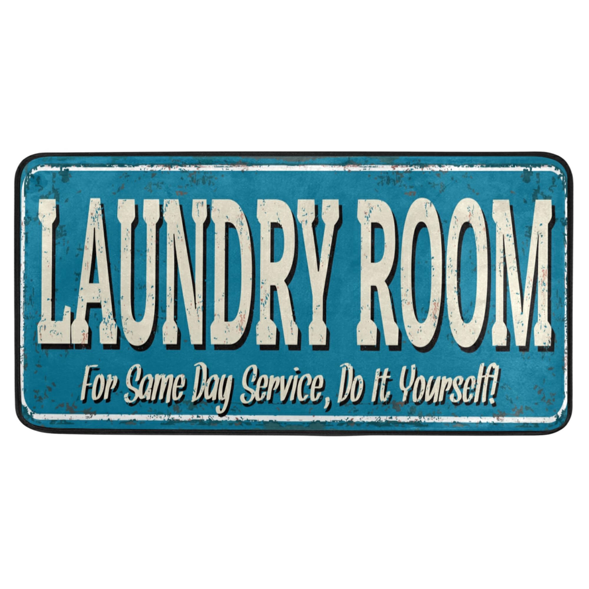 Non-Slip Aqua Blue Polyester Floor Mat 39x20 Inch - Waterproof Kitchen Rug, Laundry Room Mat, Bathroom Doormat for Indoor/Outdoor Use - Modern Home Decor for Living Room, Entryway & High Traffic Areas