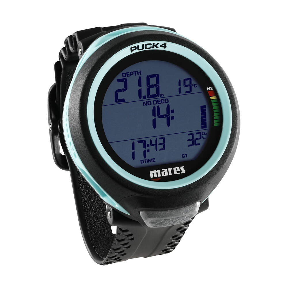 Mares Puck 4 Dive Computer - Wrist Mounted Scuba Diving Instrument with Backlight for Underwater Exploration & Night Diving