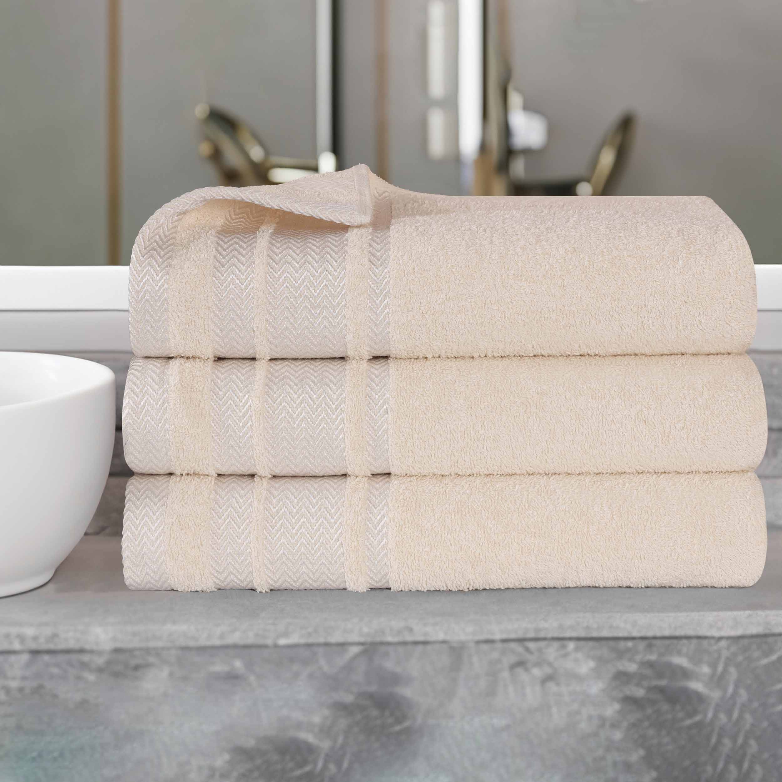 Premium Hays Cotton Soft Medium Weight Bath Towel Set of 3 - Ultra Absorbent & Quick Dry - Luxury Spa & Bathroom Essentials for Home, Hotel, Gym Use