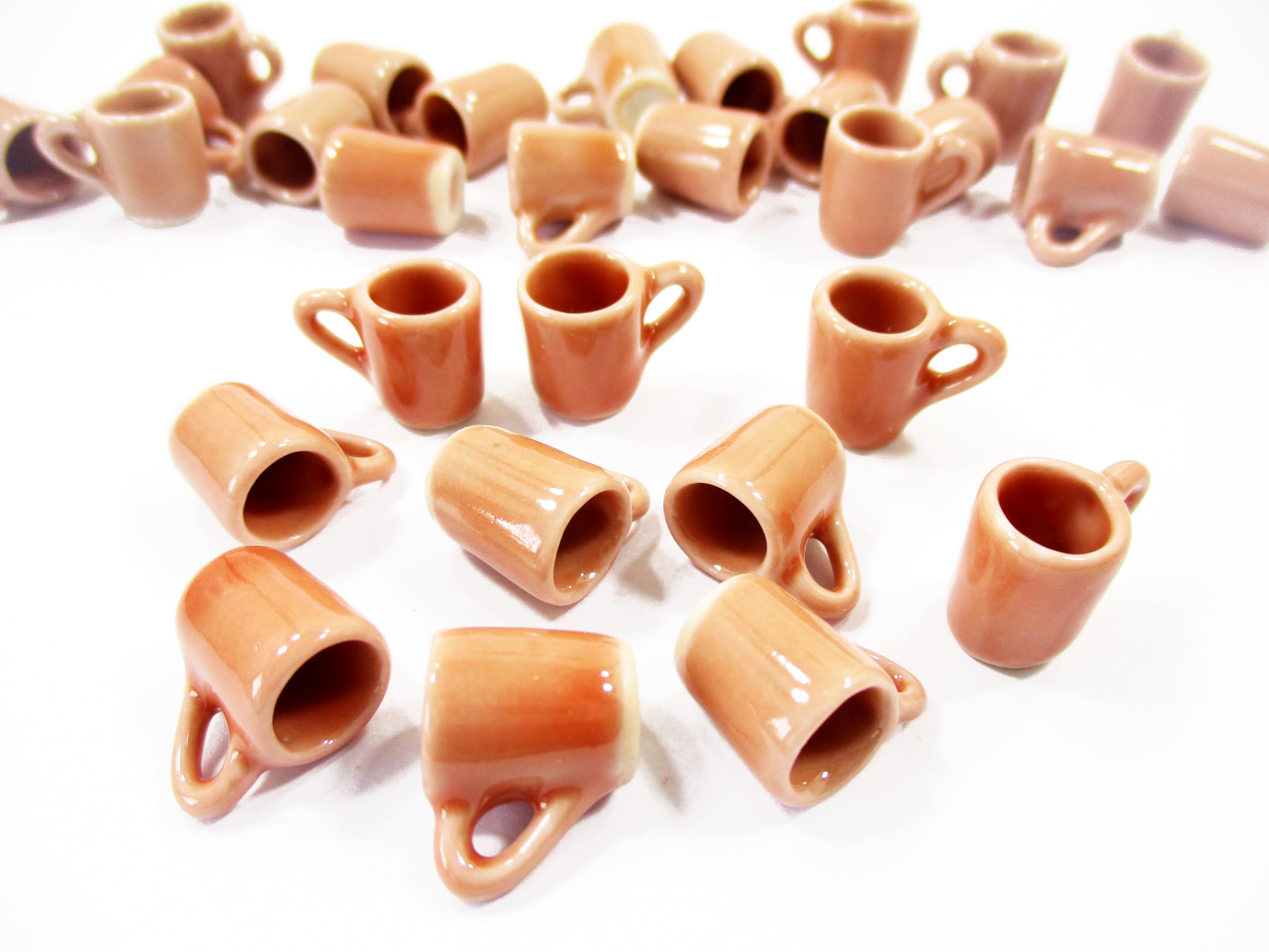 10-Piece Miniature Ceramic Salmon Coffee Tea Funnel Cup Mug Set for 1:6 Scale Dollhouse Kitchen Accessories - Perfect for Dollhouse Decor, Miniature Displays & Collectors