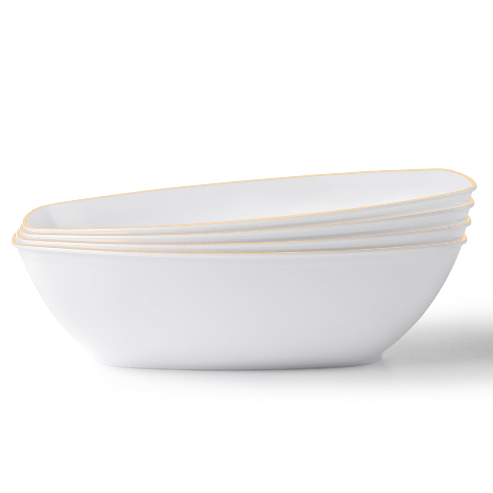 72 oz. White and Gold Rim Oval Salad Bowl Set of 4 - Perfect for Family Dinners, Parties, and Entertaining Guests