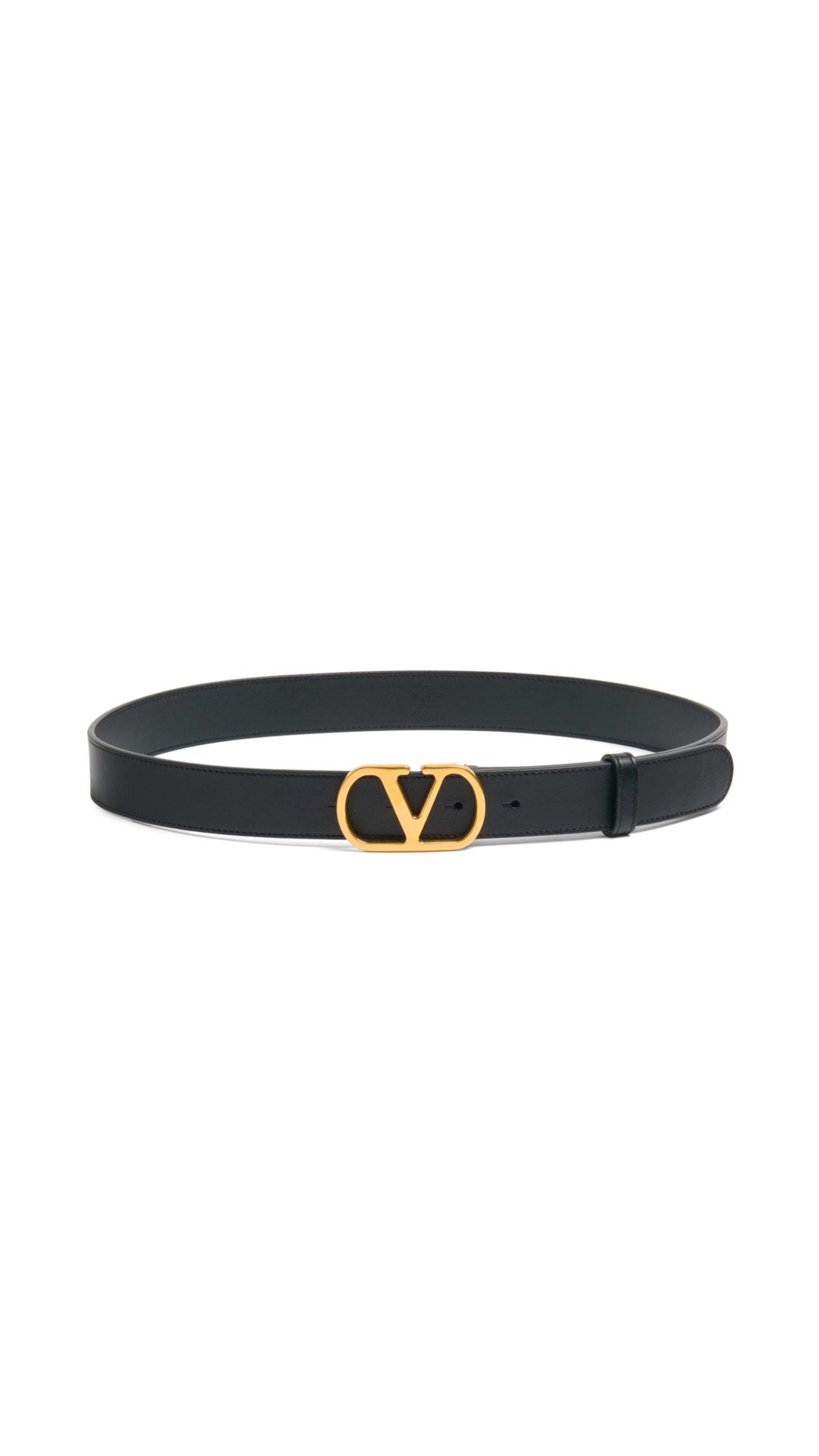 Premium VLogo Signature Calfskin Leather Belt 30MM - Classic Black for Men | Formal & Business Attire | Perfect for Office, Weddings & Dress Occasions