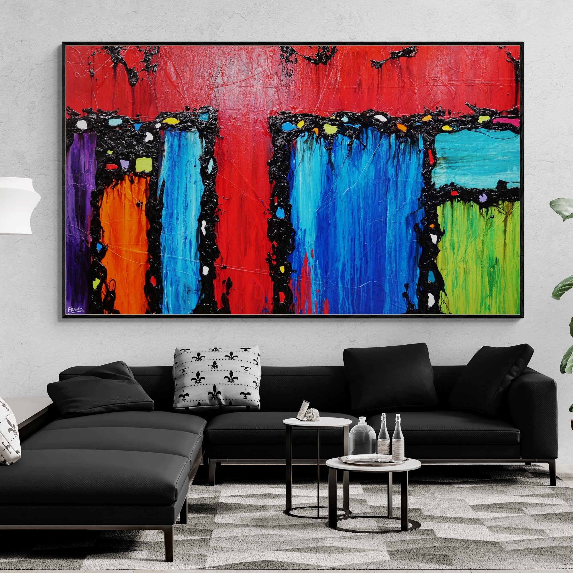 250cm x 150cm Red Abstract Textured Canvas Painting - Modern Wall Art for Living Room, Bedroom & Office Decor | Circus Extravaganza Inspired Artwork