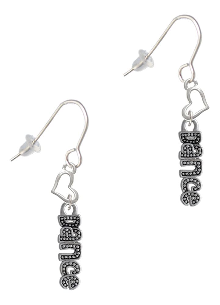 Delight Jewelry Silvertone Beaded 'Dance' Small Heart French Earrings - Elegant Dangle Earrings for Women, Perfect for Parties, Weddings & Date Nights
