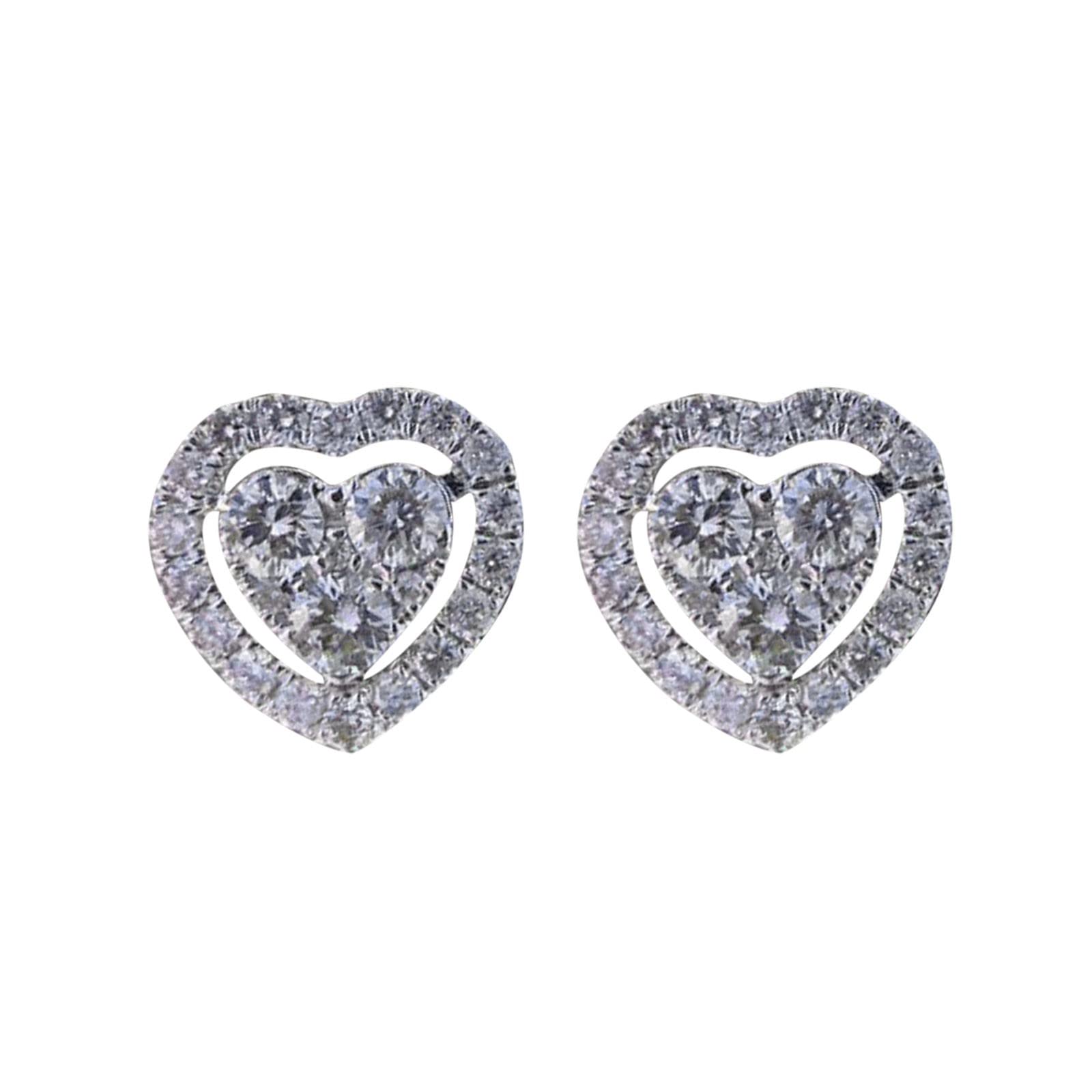 Sparkling Heart-Shaped Zirconia Earrings for Women - Elegant Micro Inlay Half Hoop Earrings with Ultra Shimmering Zircon Stones | Perfect for Date Night, Wedding, Anniversary Gifts & Everyday Wear