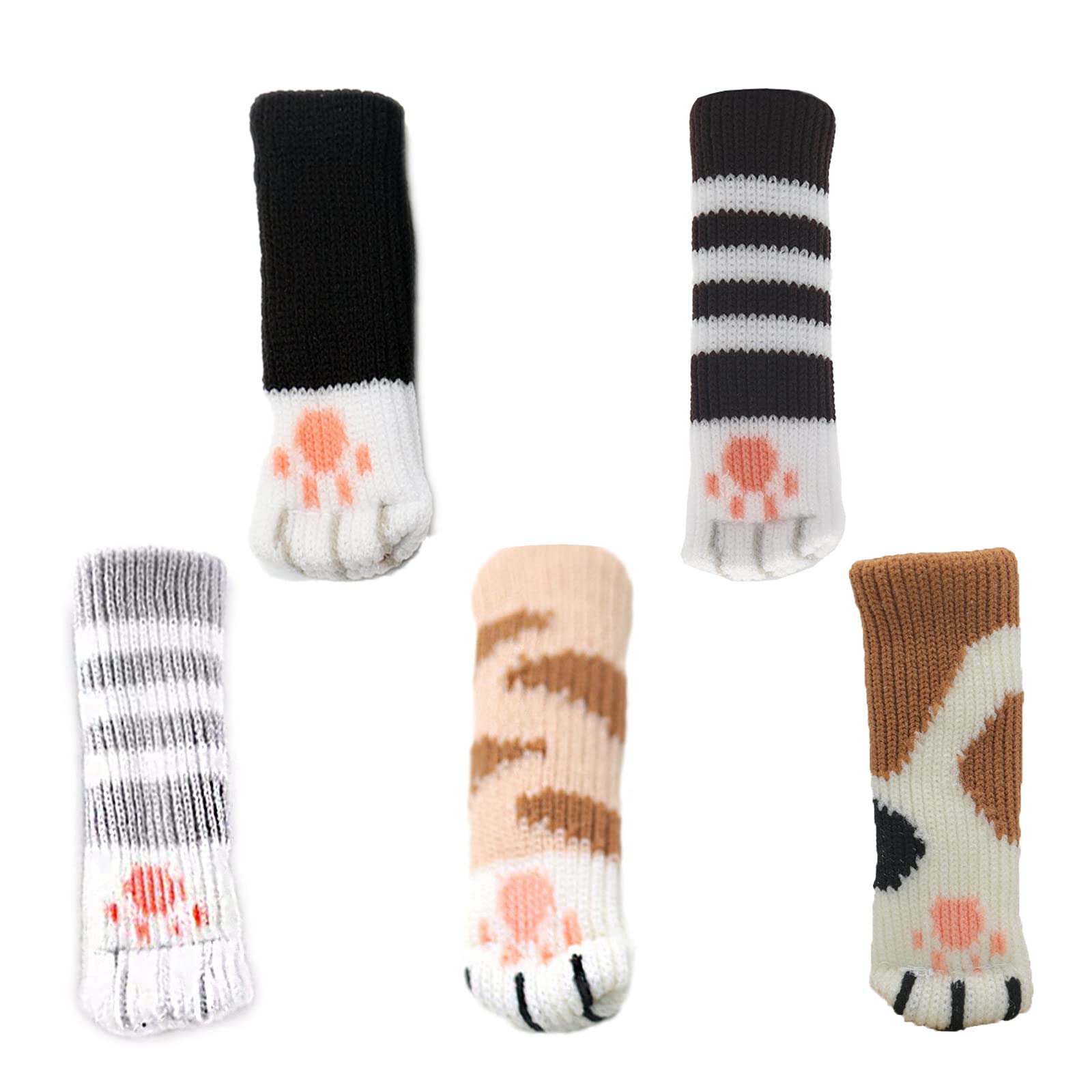 CLDURHGE 20-Piece Cat Paw Chair Socks - Cartoon Non-Slip Furniture Protectors, Elastic Table Leg Covers for Desk, Sofa, Bed & Wardrobe (5 Sets) - Perfect for Home & Office Noise Reduction & Floor Protection