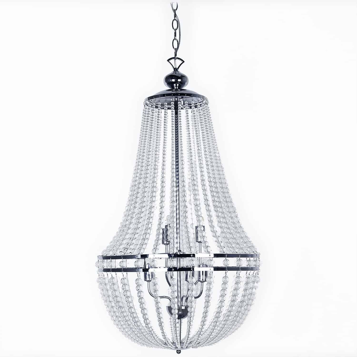 Dainolite 6-Light Clear Glass Chandelier - Modern Crystal Ceiling Light Fixture for Dining Room, Bedroom & Living Room Decor