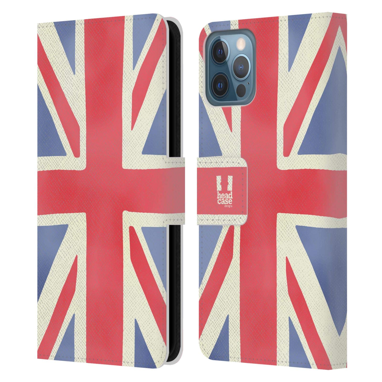 Premium Union Jack London Leather Book Wallet Case Cover for Apple iPhone 12/12 Pro - Stylish Protection with Matching Wallpaper | Perfect for Travel, Business & Everyday Use